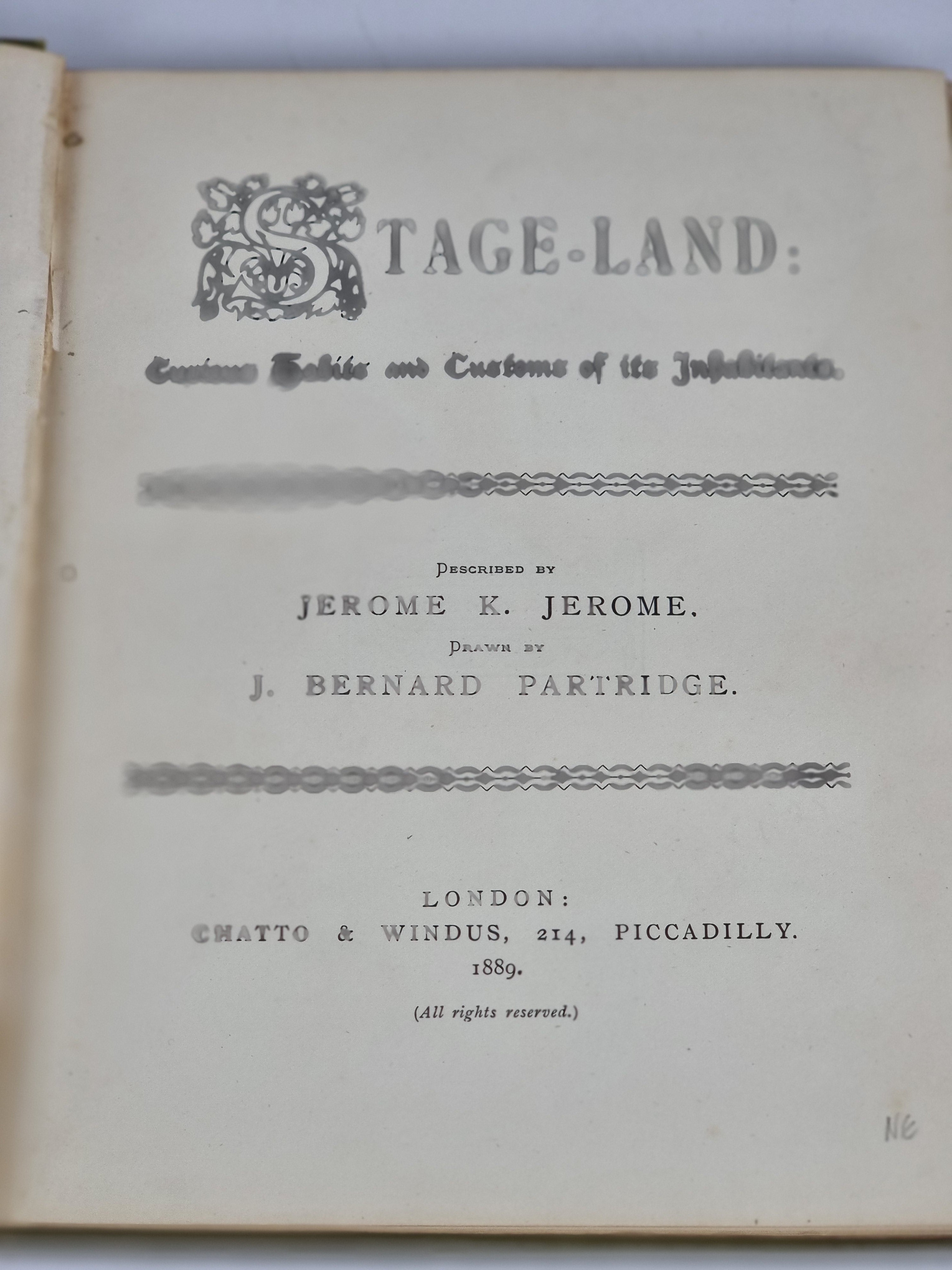 Stage-Land, Jerome K. Jerome — 1st Ed.