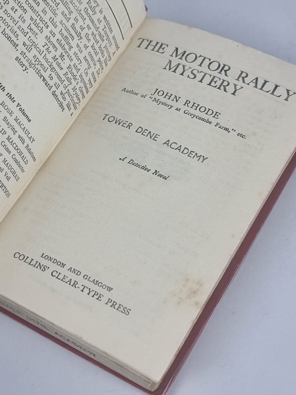 The Motor Rally Mystery, John Rhodes — 1st Edition