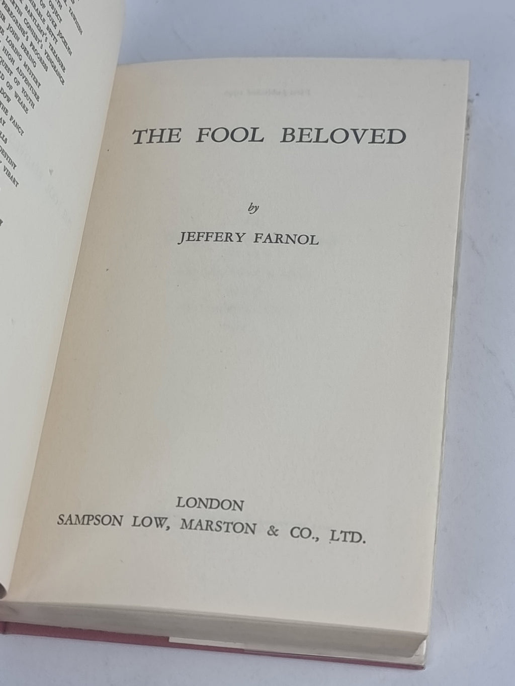 The Fool Beloved, Jeffery Farnol — 1st Edition