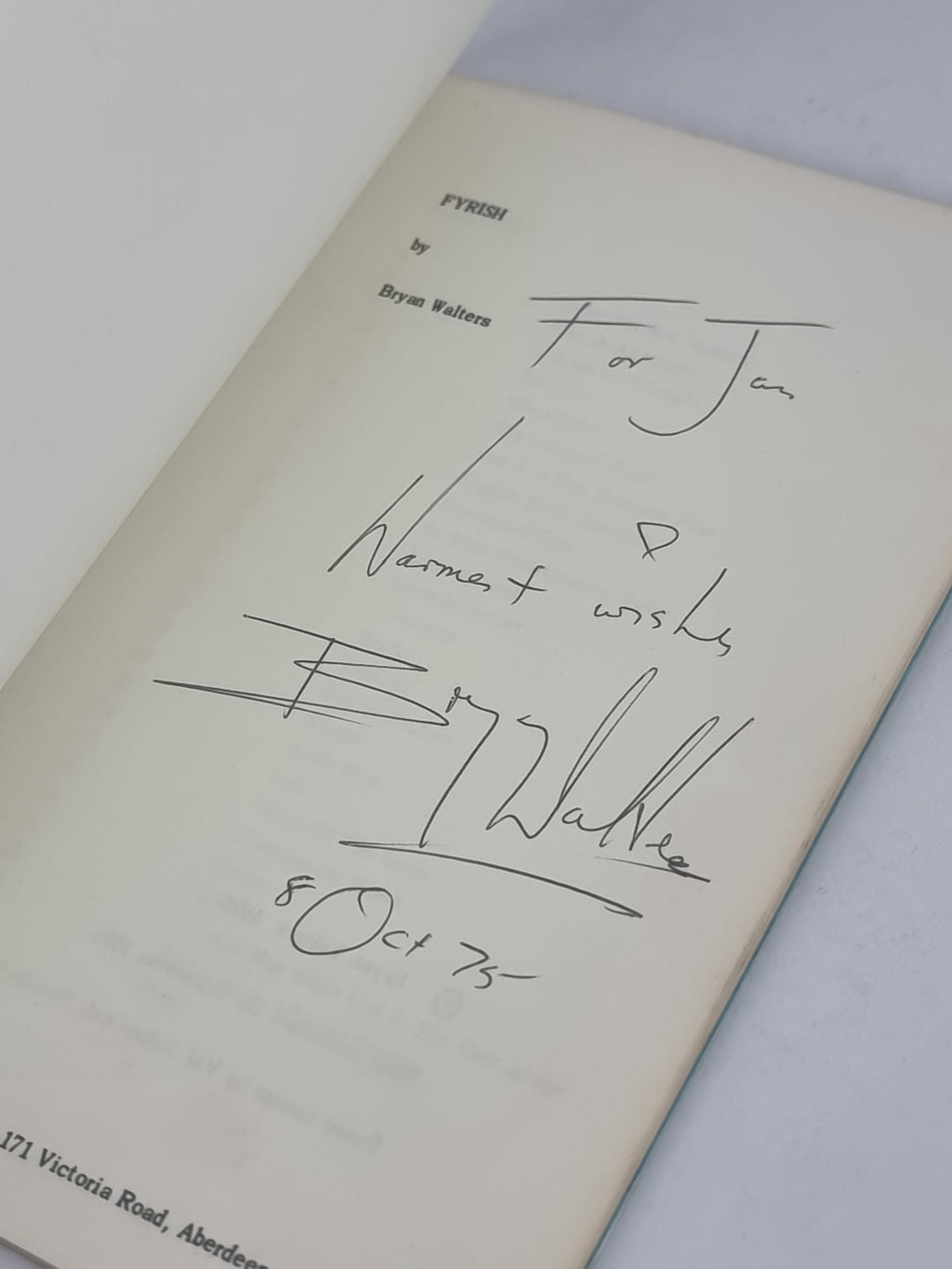 Fyrish: Poems, Bryan Walters — 1st Edition/Signed Presentation Copy