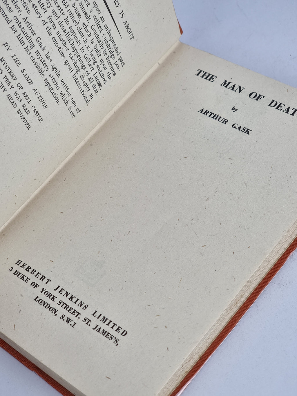 The Man of Death, Arthur Gask — 1st Edition