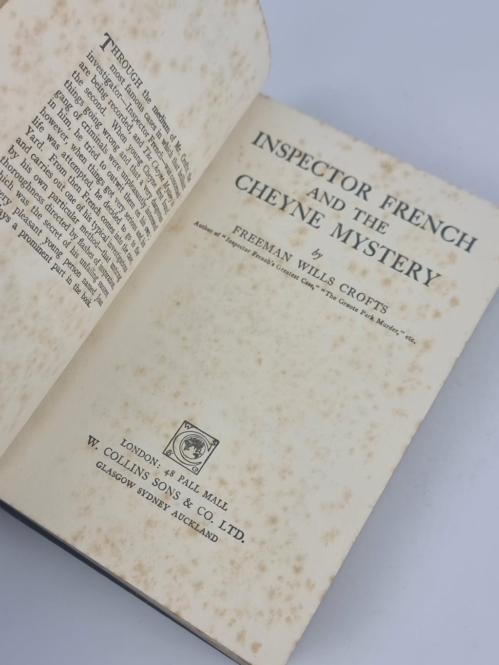 Inspector French and the Cheyne Mystery, Freeman Wills Crofts — 1st Edition