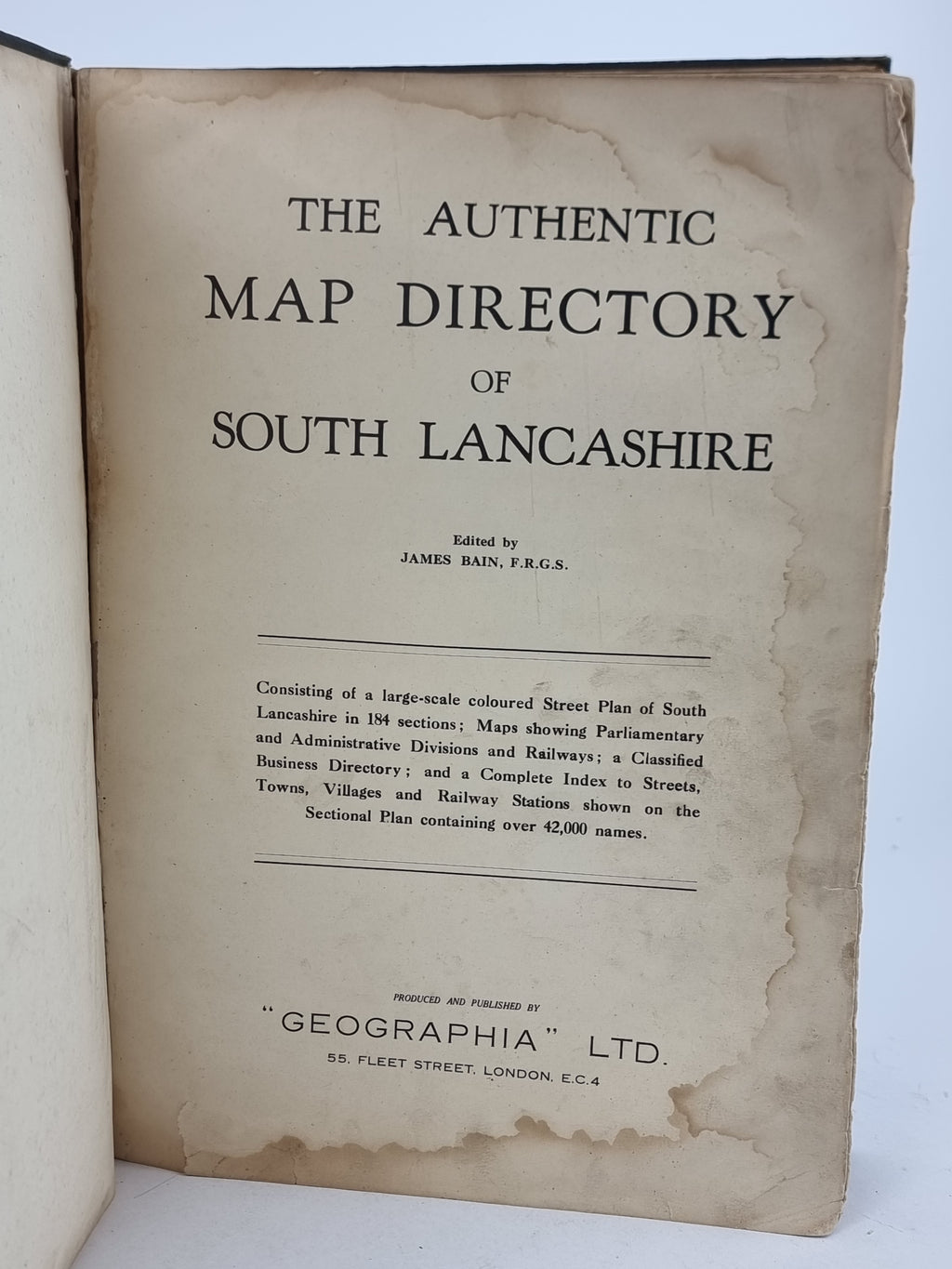 The Authentic Map Directory of South Lancashire, (edited by) James Bain — 1st Ed