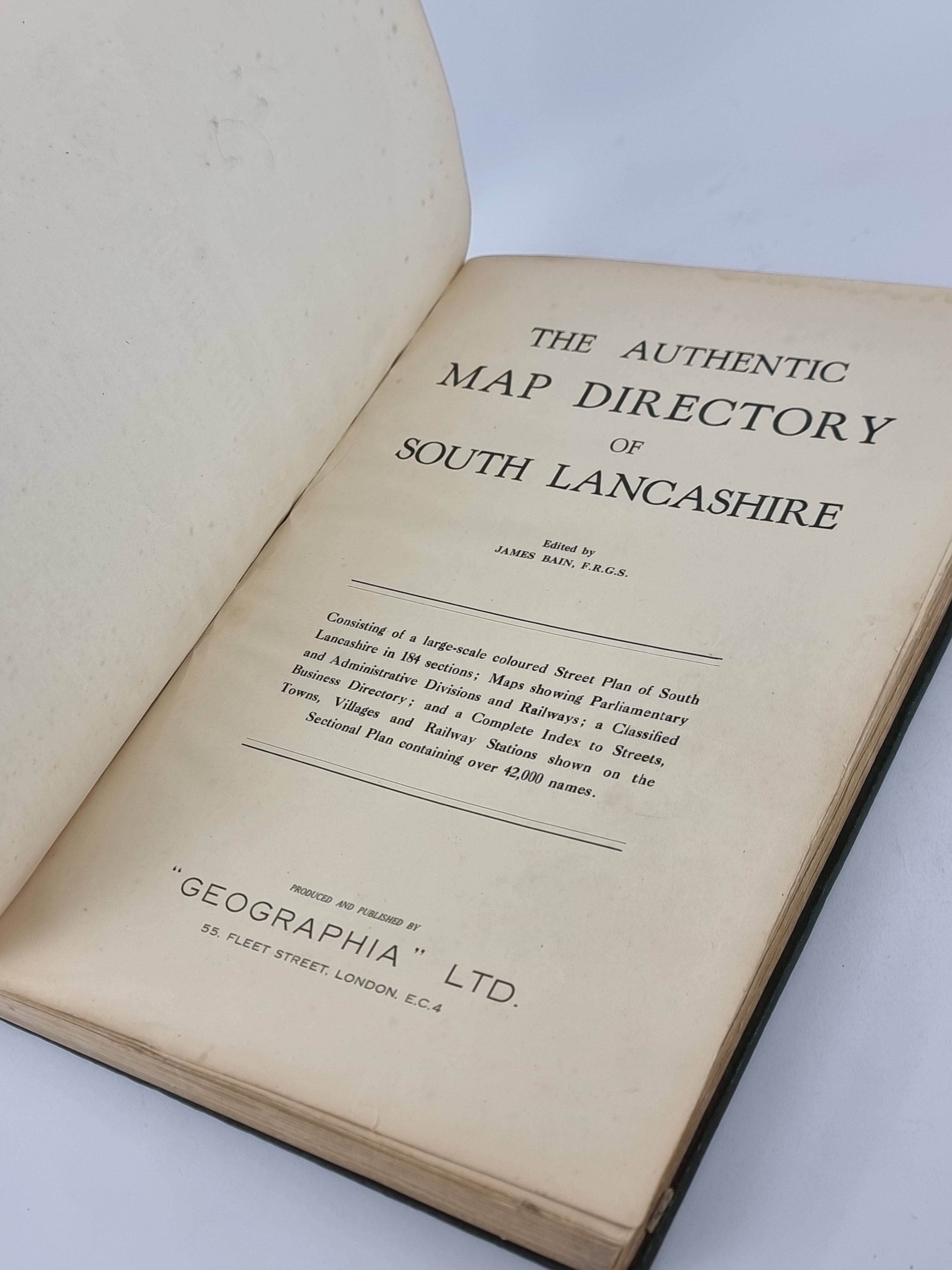 The Authentic Map Directory of South Lancashire, (edited by) James Bain — 1st Ed