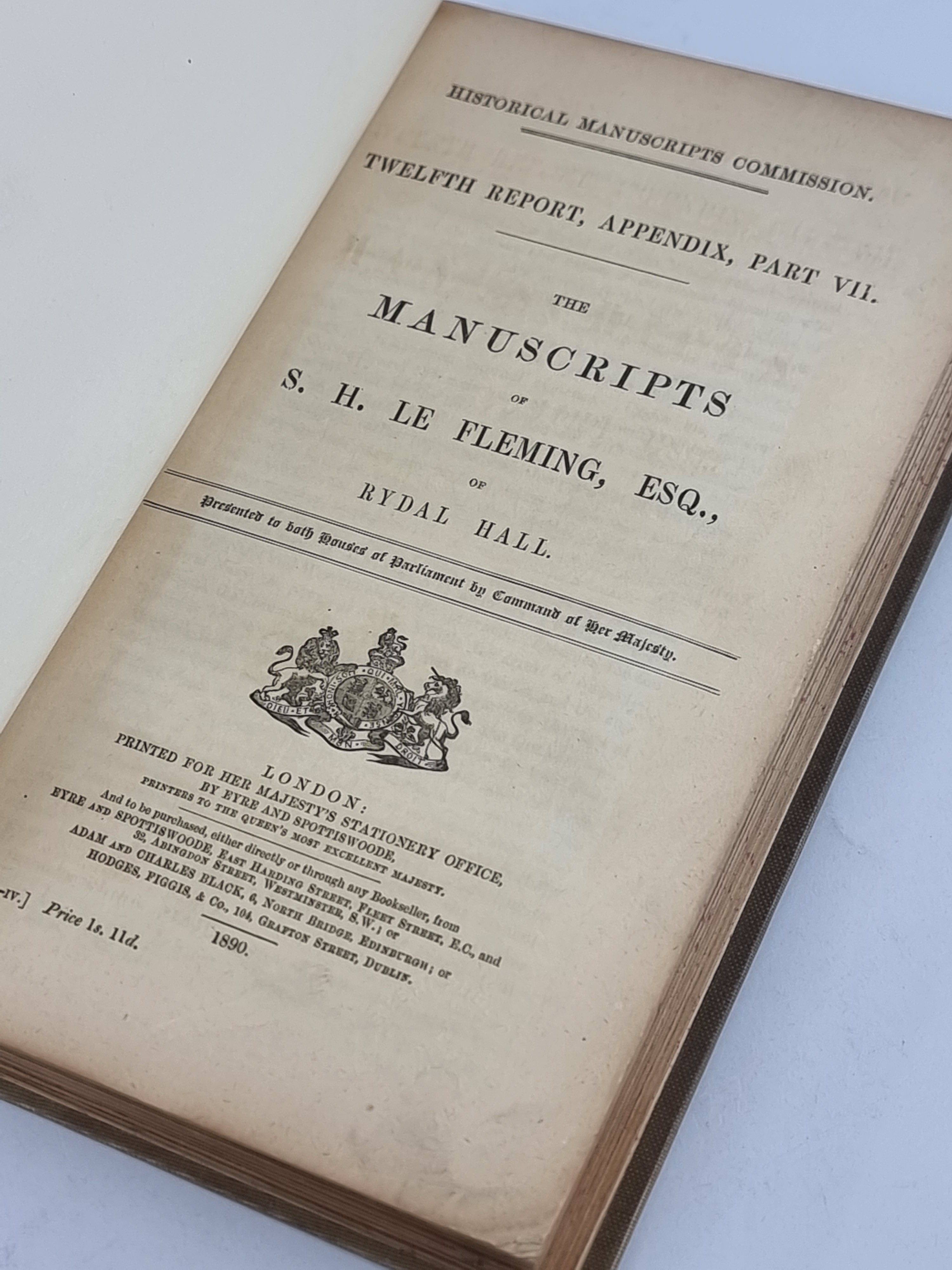 Manuscripts of S. H. LE Fleming, ESQ., of Rydal Hall, Historical Manuscripts Commission