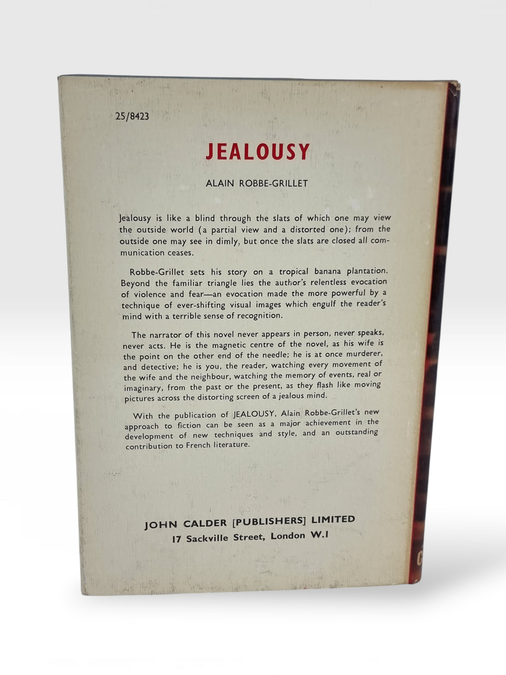 Jealousy, Alain Robbe-Grillet — 1st Edition