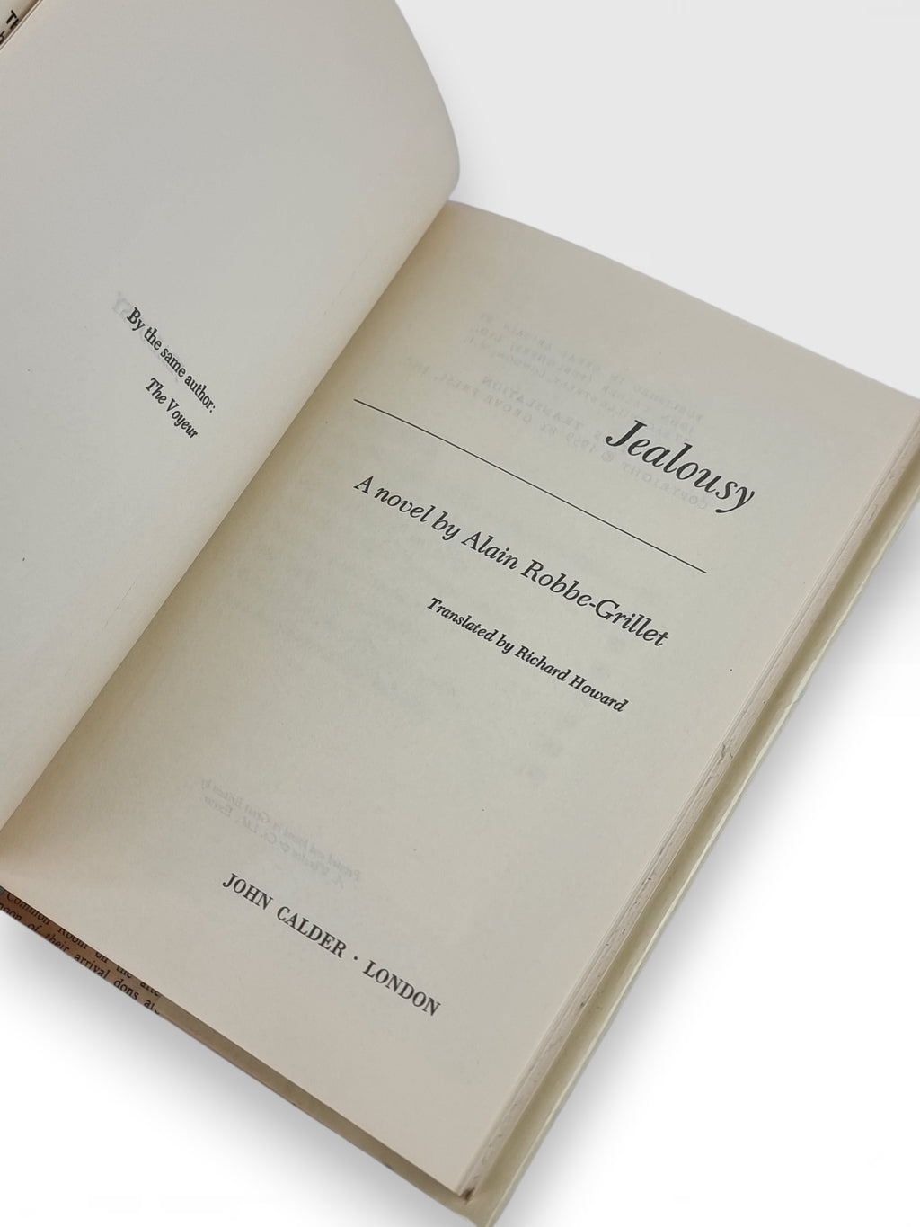 Jealousy, Alain Robbe-Grillet — 1st Edition