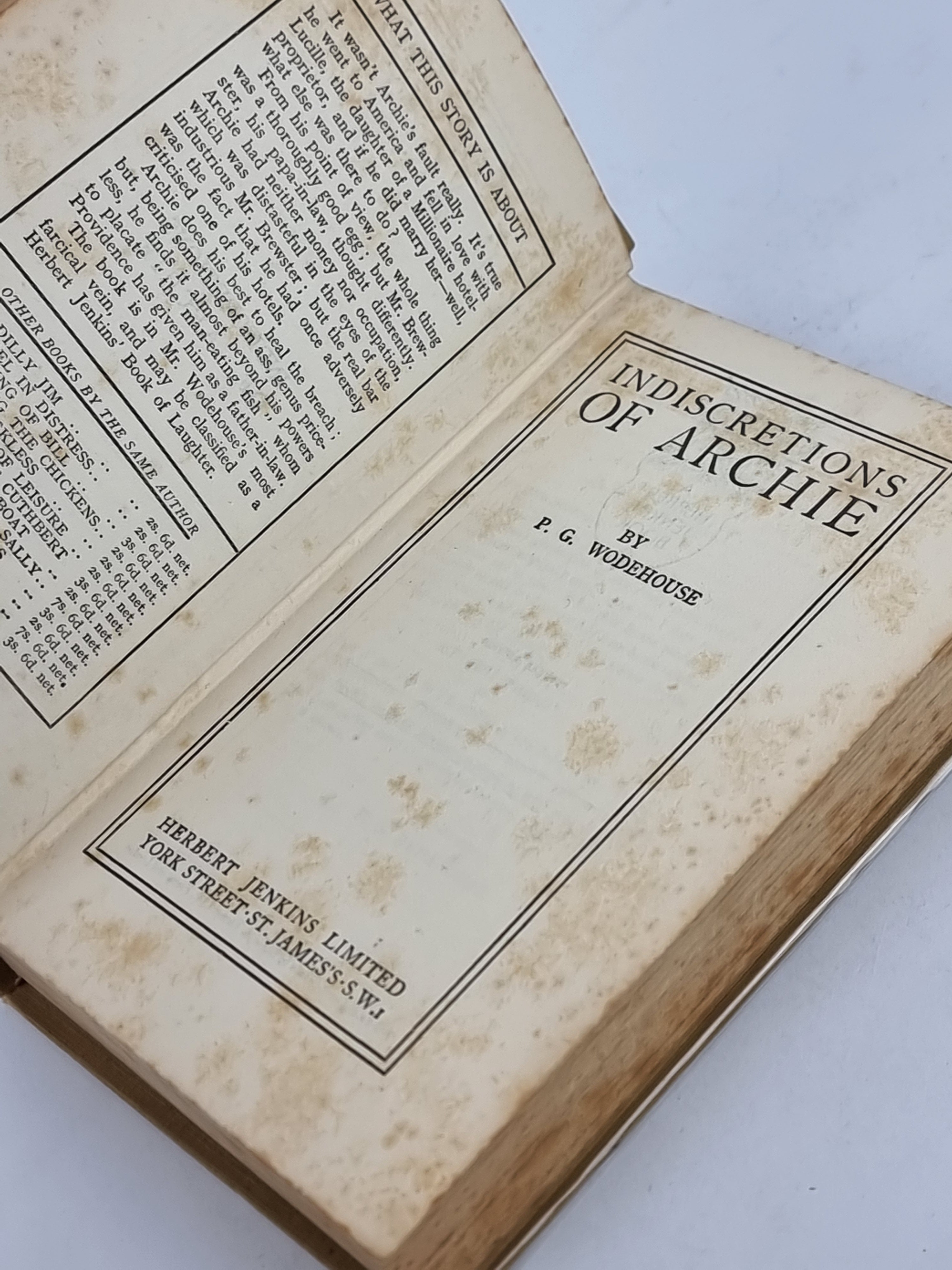 Indiscretions of Archie, P. G. Wodehouse — Popular Edition