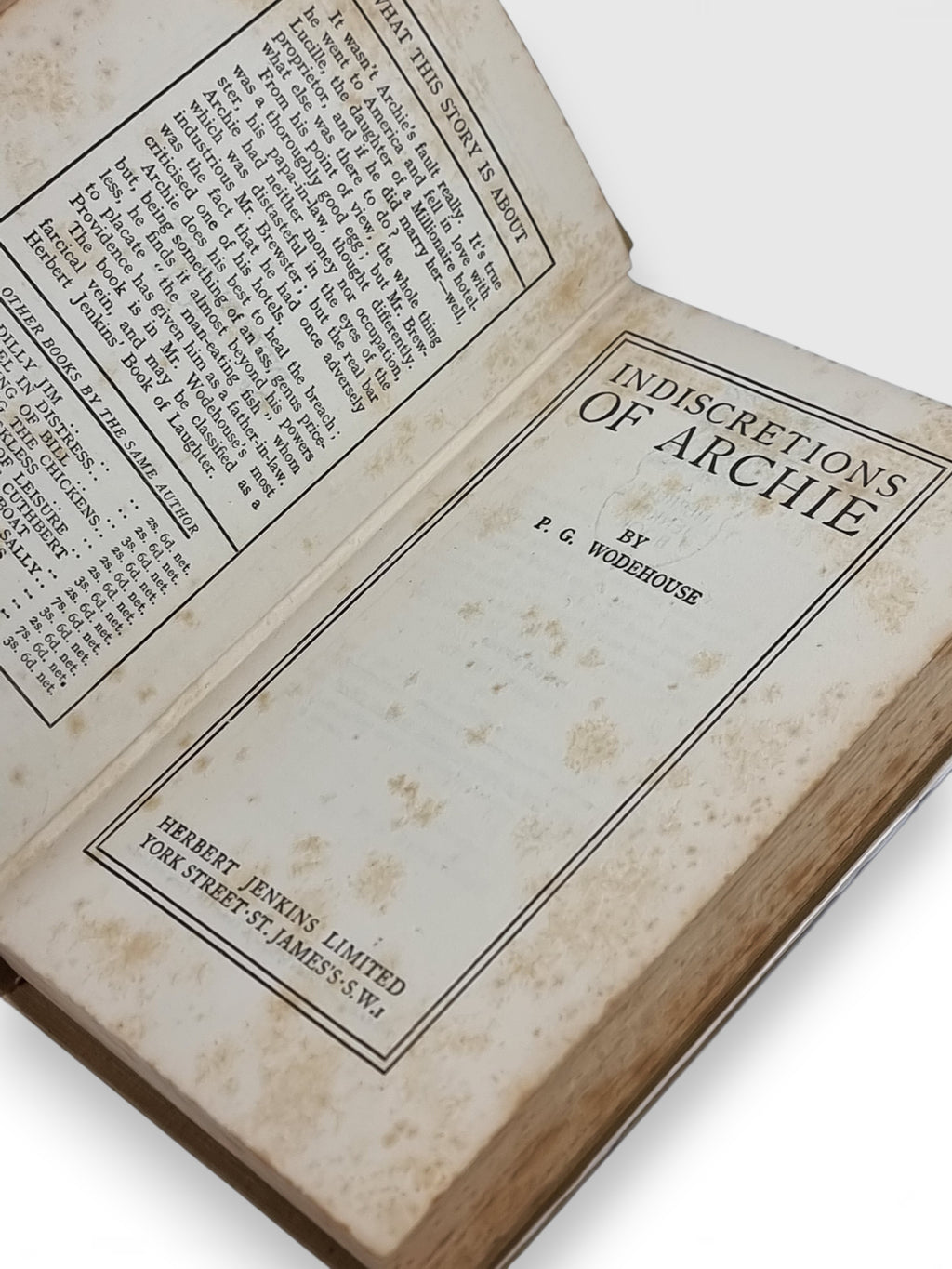 Indiscretions of Archie, P. G. Wodehouse — Popular Edition