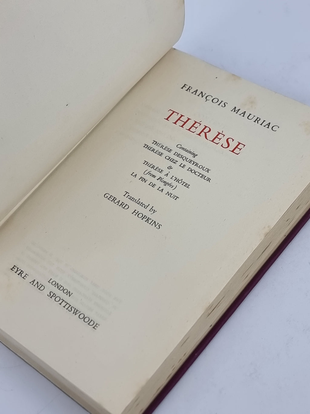 Thérèse, François Mauriac — 1st Edition