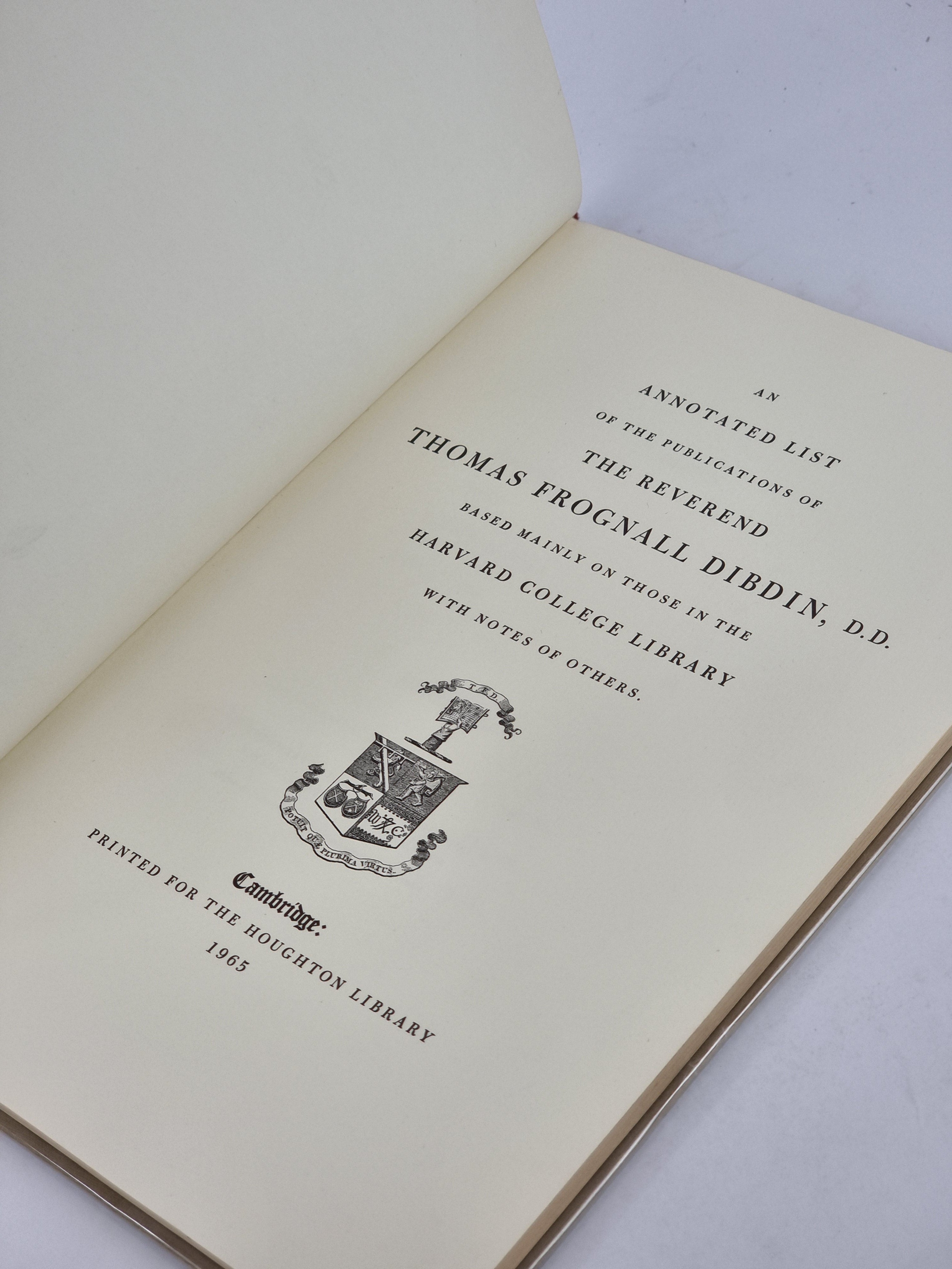 Publications of the Reverend Thomas Frognall Dibdin, D.D., William A. Jackson — 1st Edition