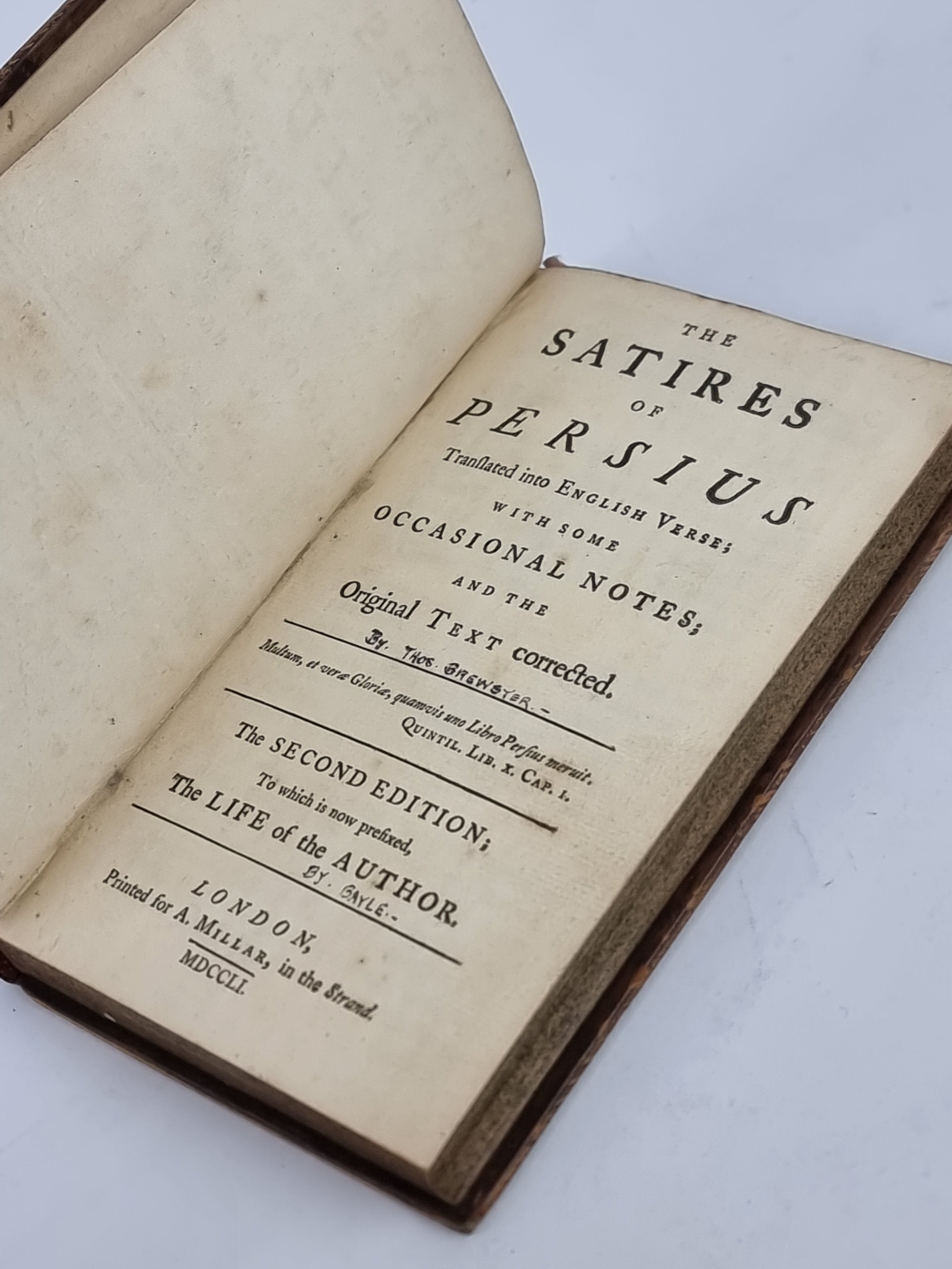 The Satires of Persius; Translated into English Verses, Thomas Brewster — 1st Ed
