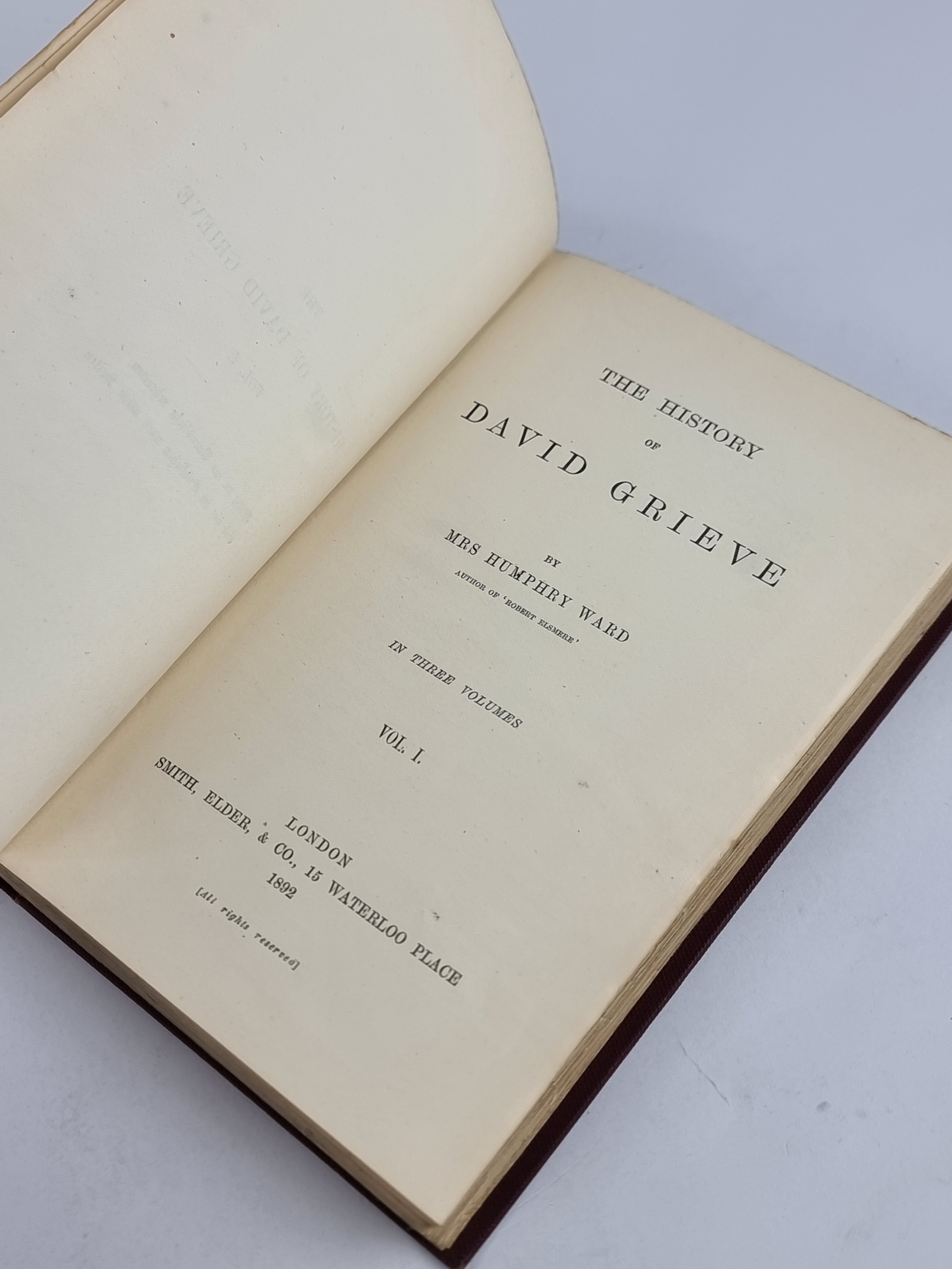 The History of David Grieve, Mrs. Humphry Ward — 1st Edition