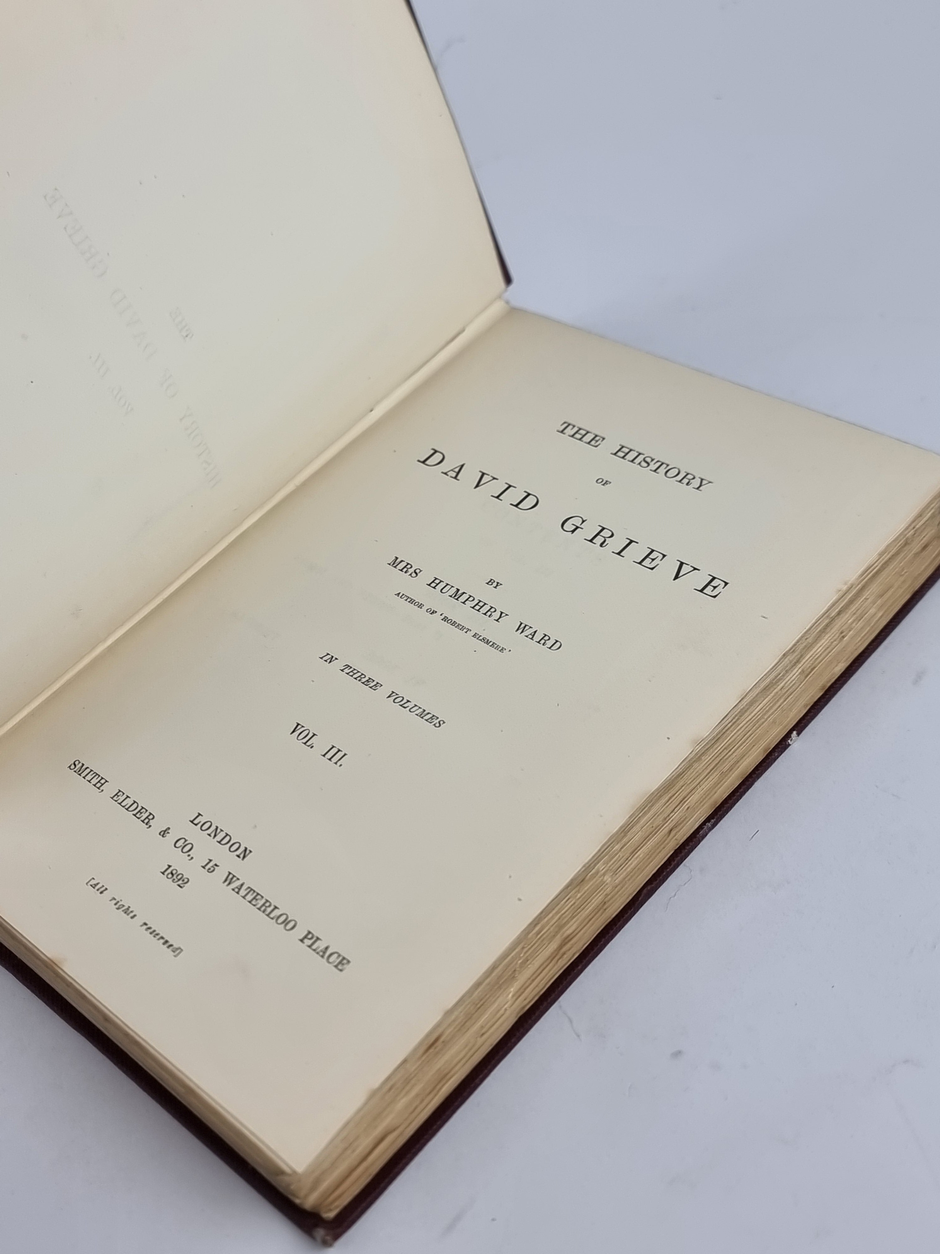 The History of David Grieve, Mrs. Humphry Ward — 1st Edition