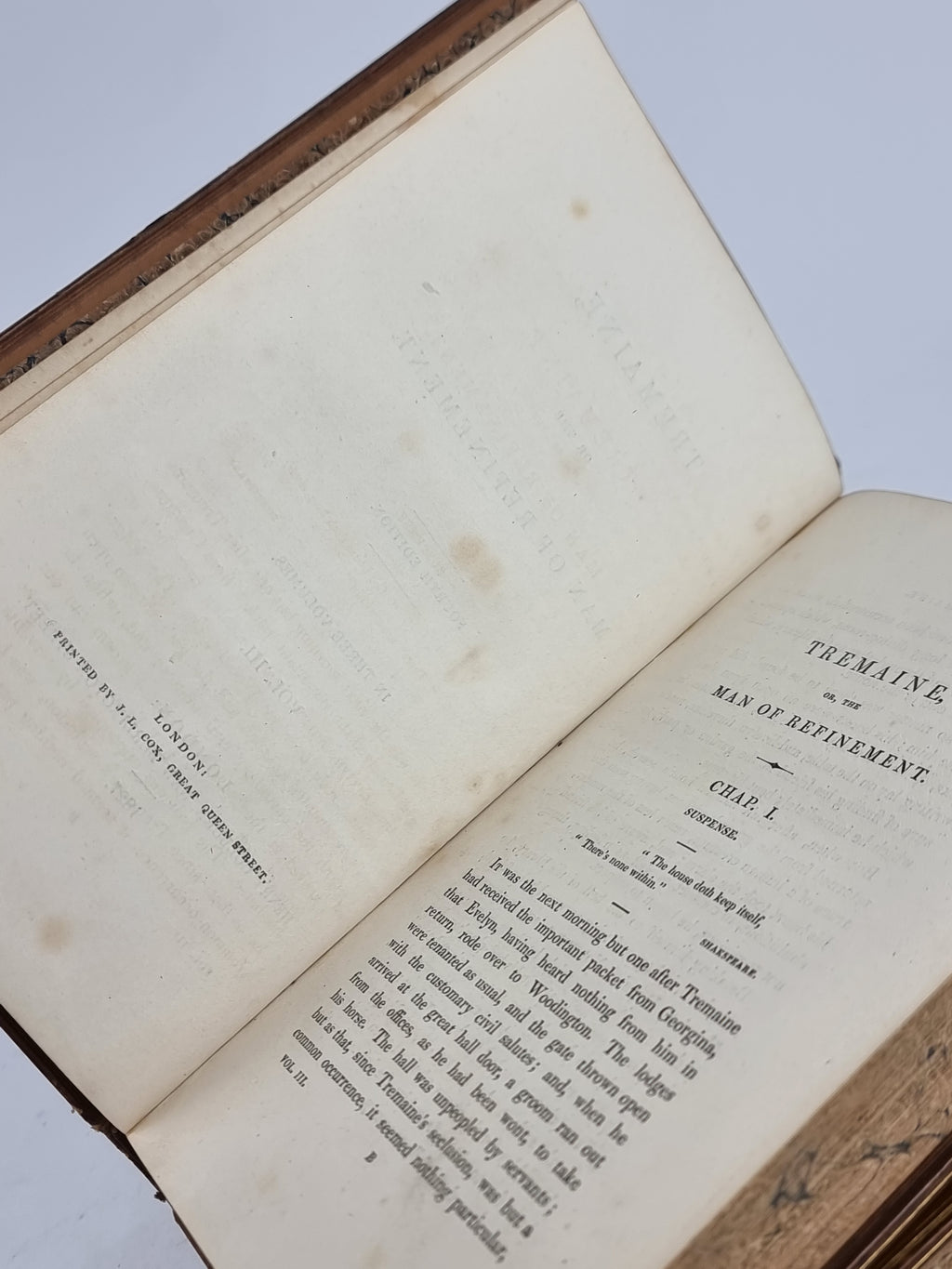 Tremaine, or The Man of Refinement, Robert Plumer Ward — 4th Edition, Signed