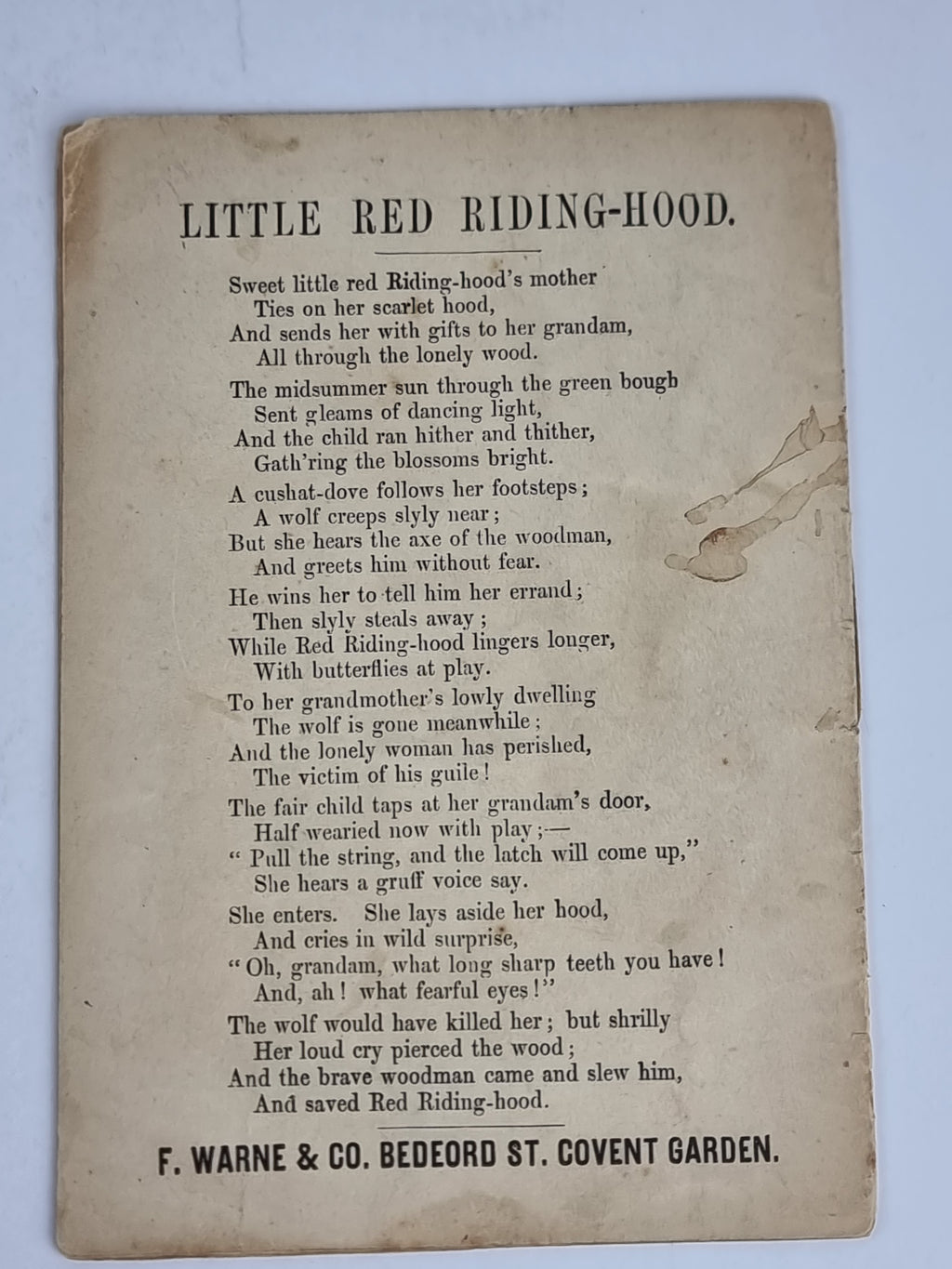 Red Riding Hood, Traditional — 1st Edition, 1st Issue
