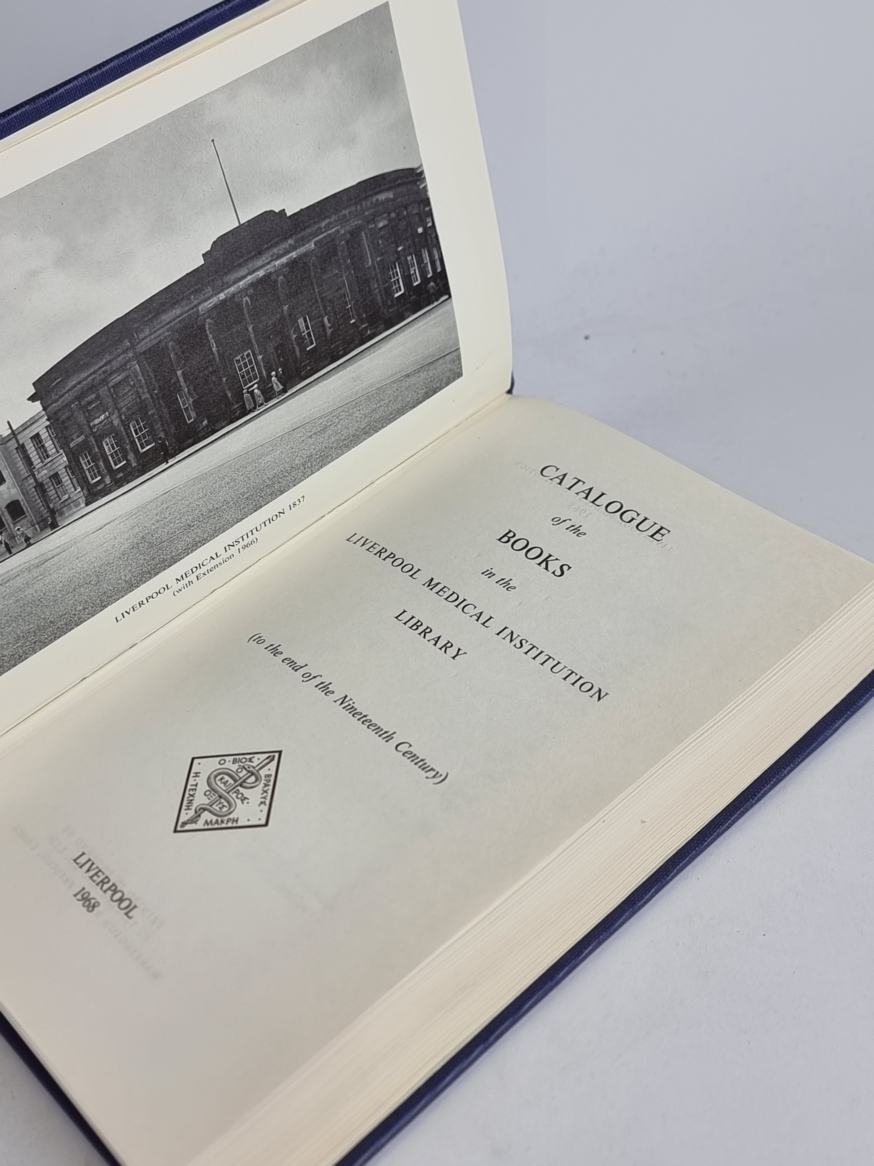 Catalogue of the Books in the Liverpool Medical Institution Library, W.A. Lee — 1st Ed