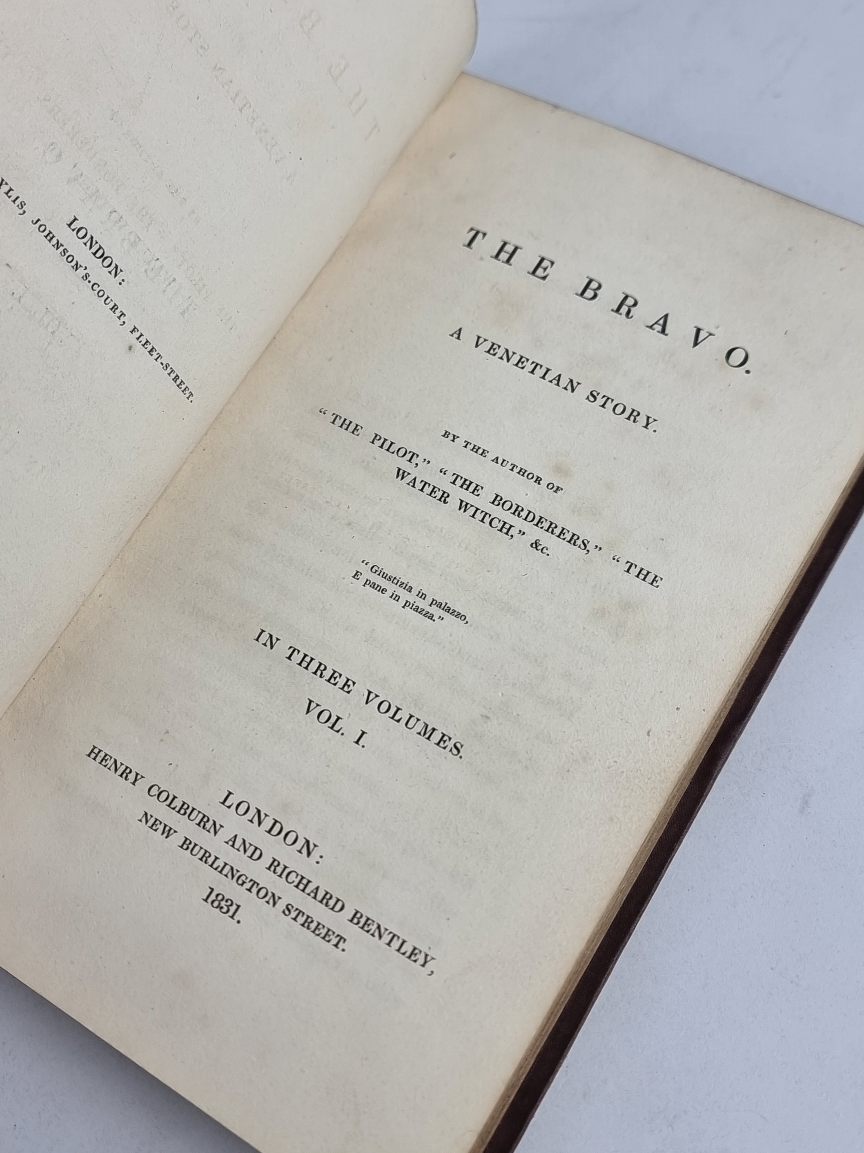 The Bravo. A Venetian Story, James Fenimore Cooper — 1st UK Edition