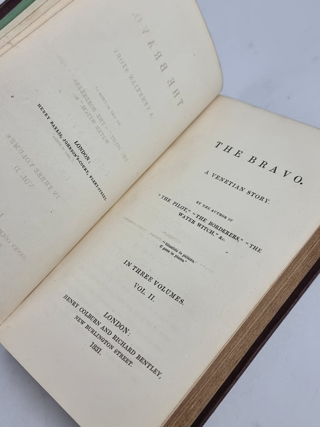 The Bravo. A Venetian Story, James Fenimore Cooper — 1st UK Edition