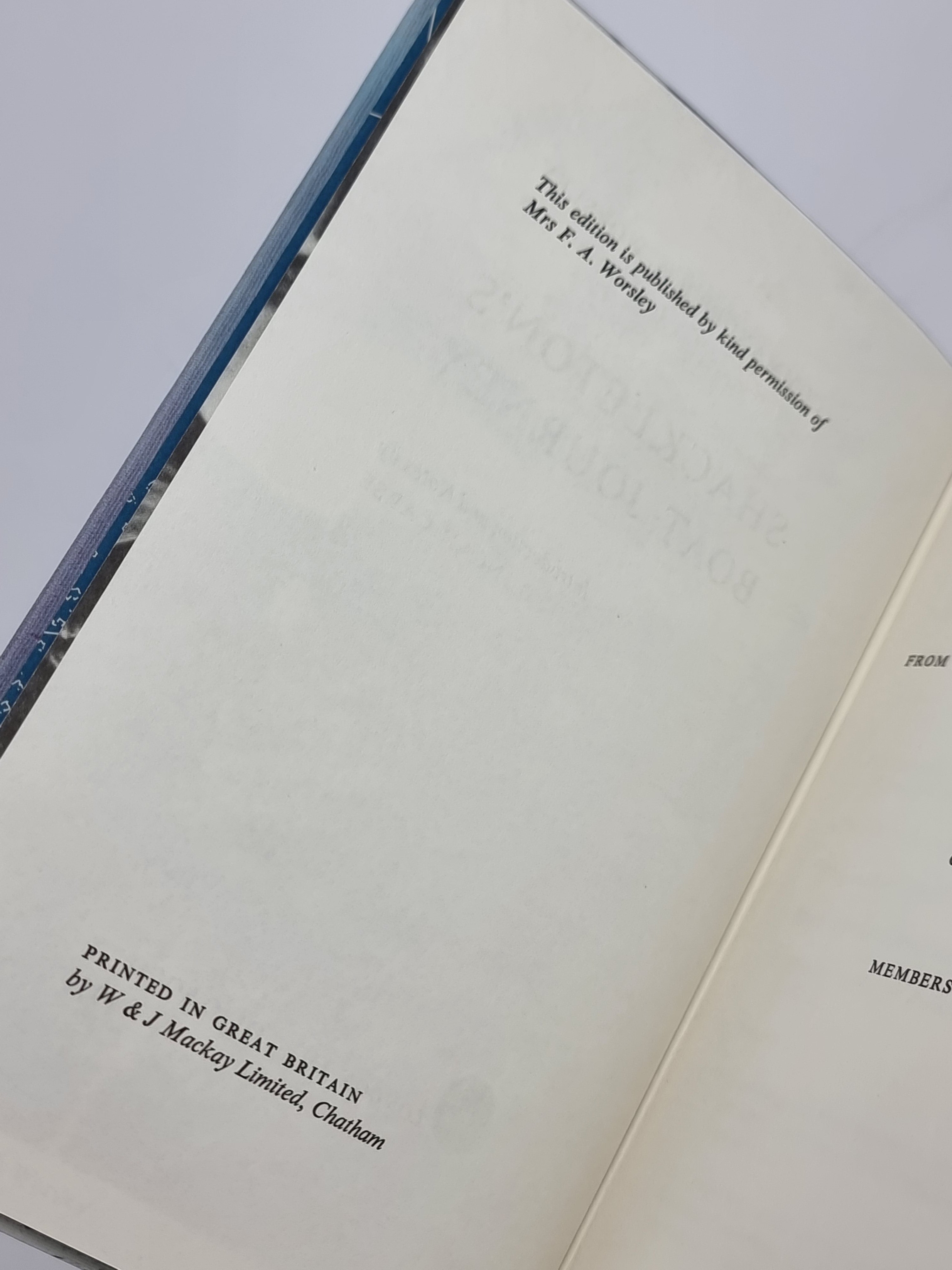 Shackleton's Boat Journey, Commander F. A. Worsley — 1st Folio Society Edition