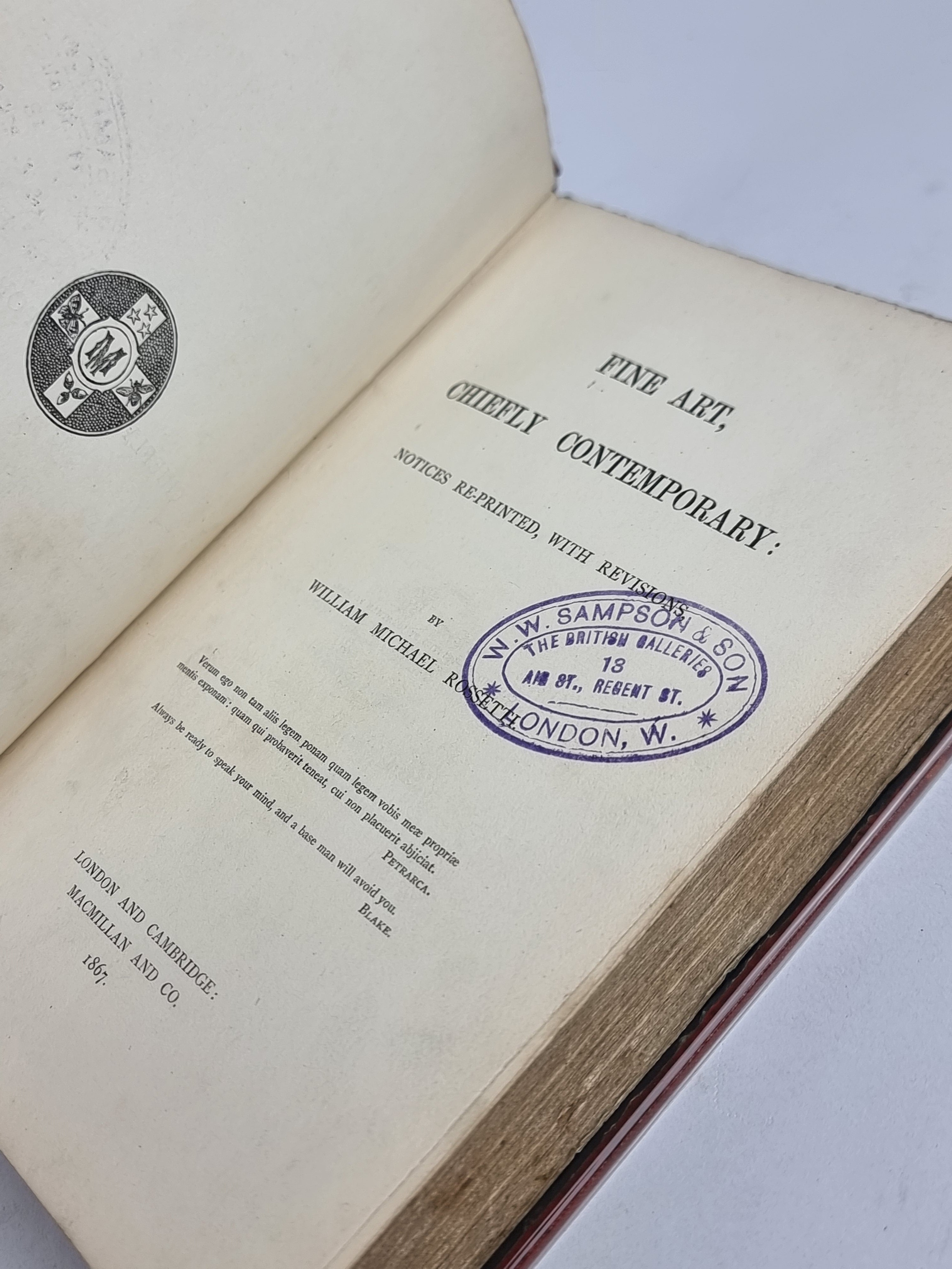 Fine Art, Chiefly Contemporary, William Michael Rossetti — 1st Edition
