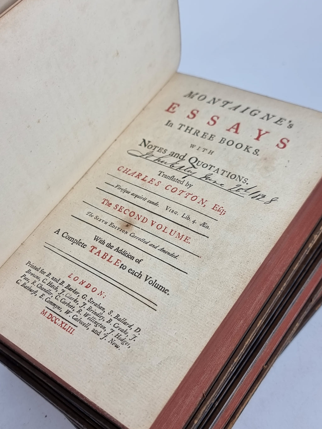 Montaigne's Essays in Three Books. With Notes and Quotations., Michel de Montaigne (Translated by Charles Cotton) — Sixth Edition Corrected and Amended