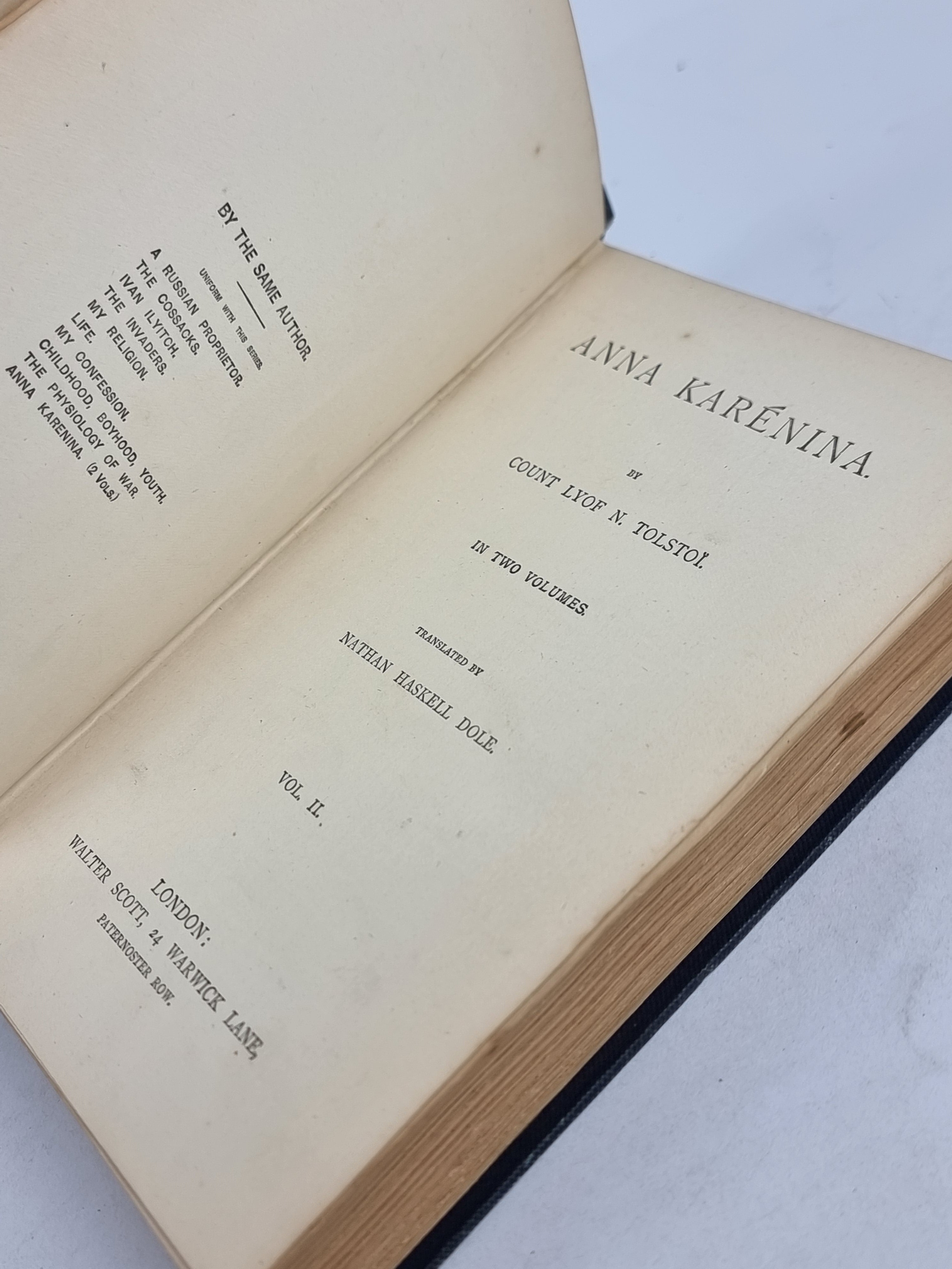 Anna Karénina, Count Lyof N. Tolstoi — 2nd U.K. Edition