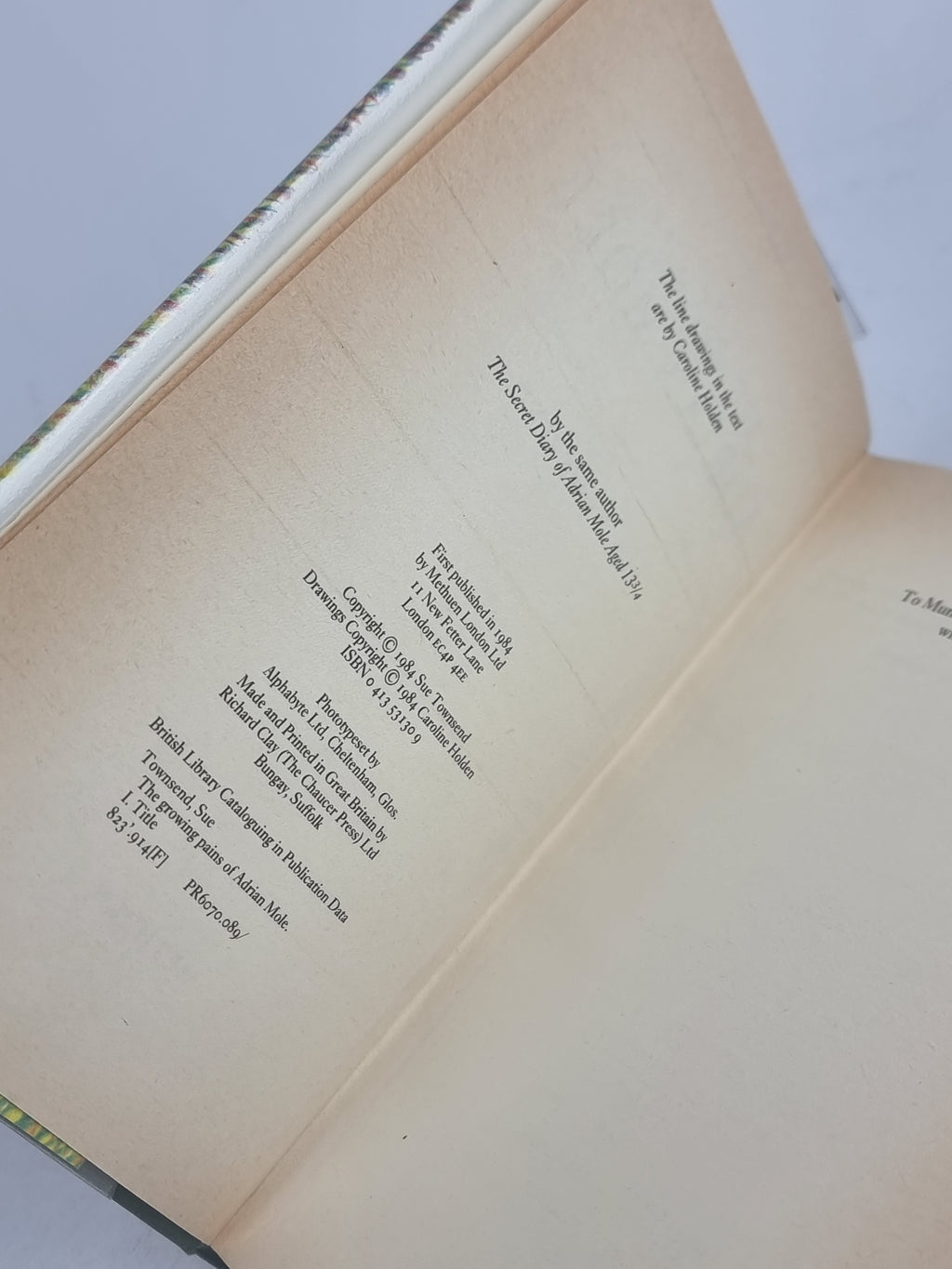 The Growing Pains of Adrian Mole, Sue Townsend — 1st Edition
