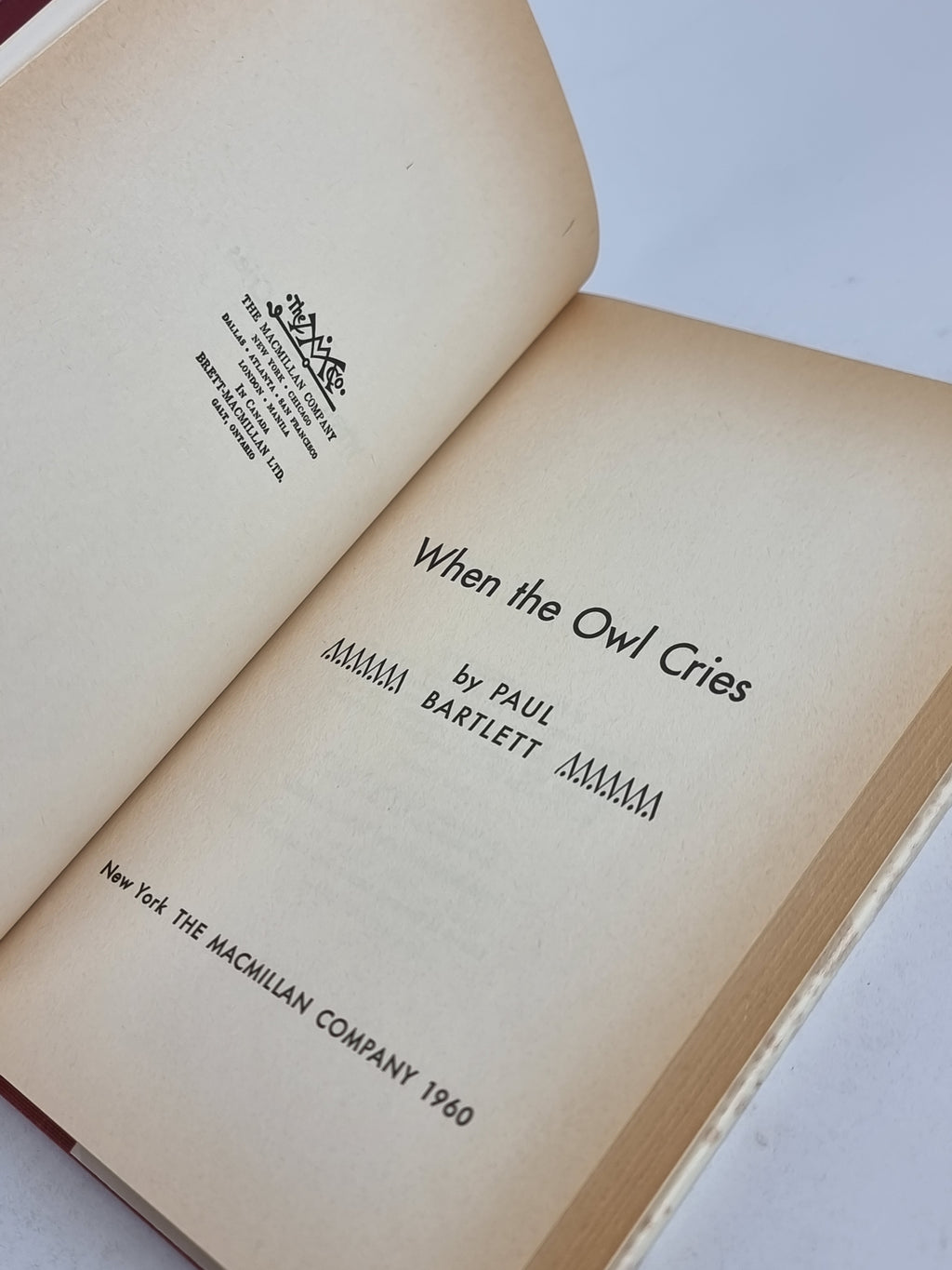 When the Owl Cries, Paul Bartlett — 1st Edition