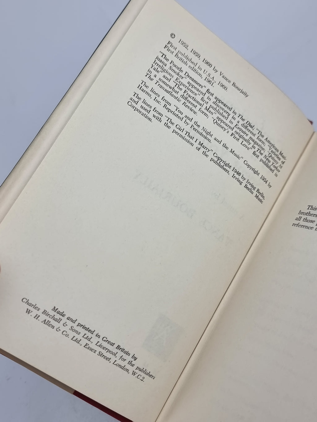 Confessions of a Spent Youth, Vance Bourjaily — 1st British Edition