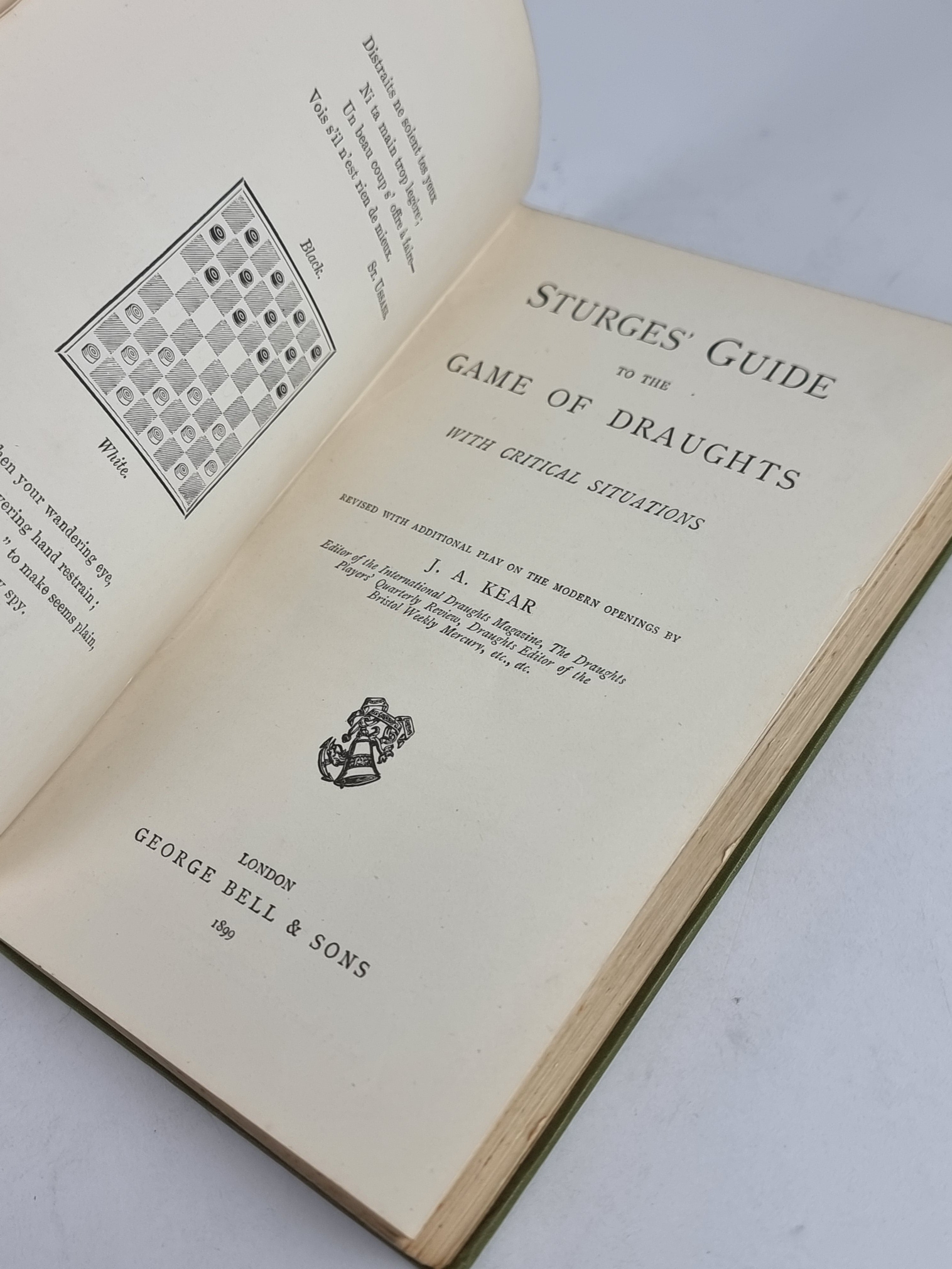 Sturges' Guide to the Game of Draughts, Joshua Sturges & J. A. Kear — 2nd Edition