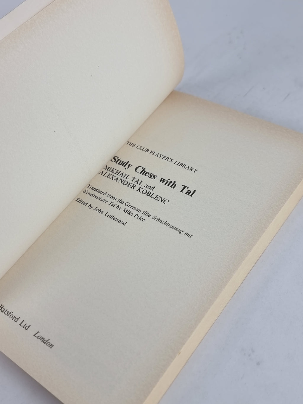 Study Chess with Tal, Mikhail Tal and Alexander Koblenc — 1st English Edition