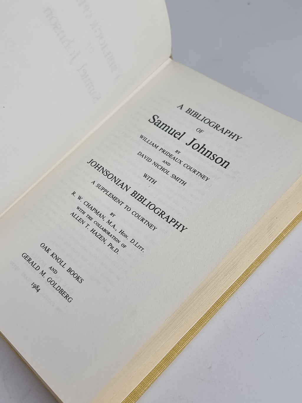 A Bibliography of Samuel Johnson, William Prideaux Courtney and David Nichol Smith