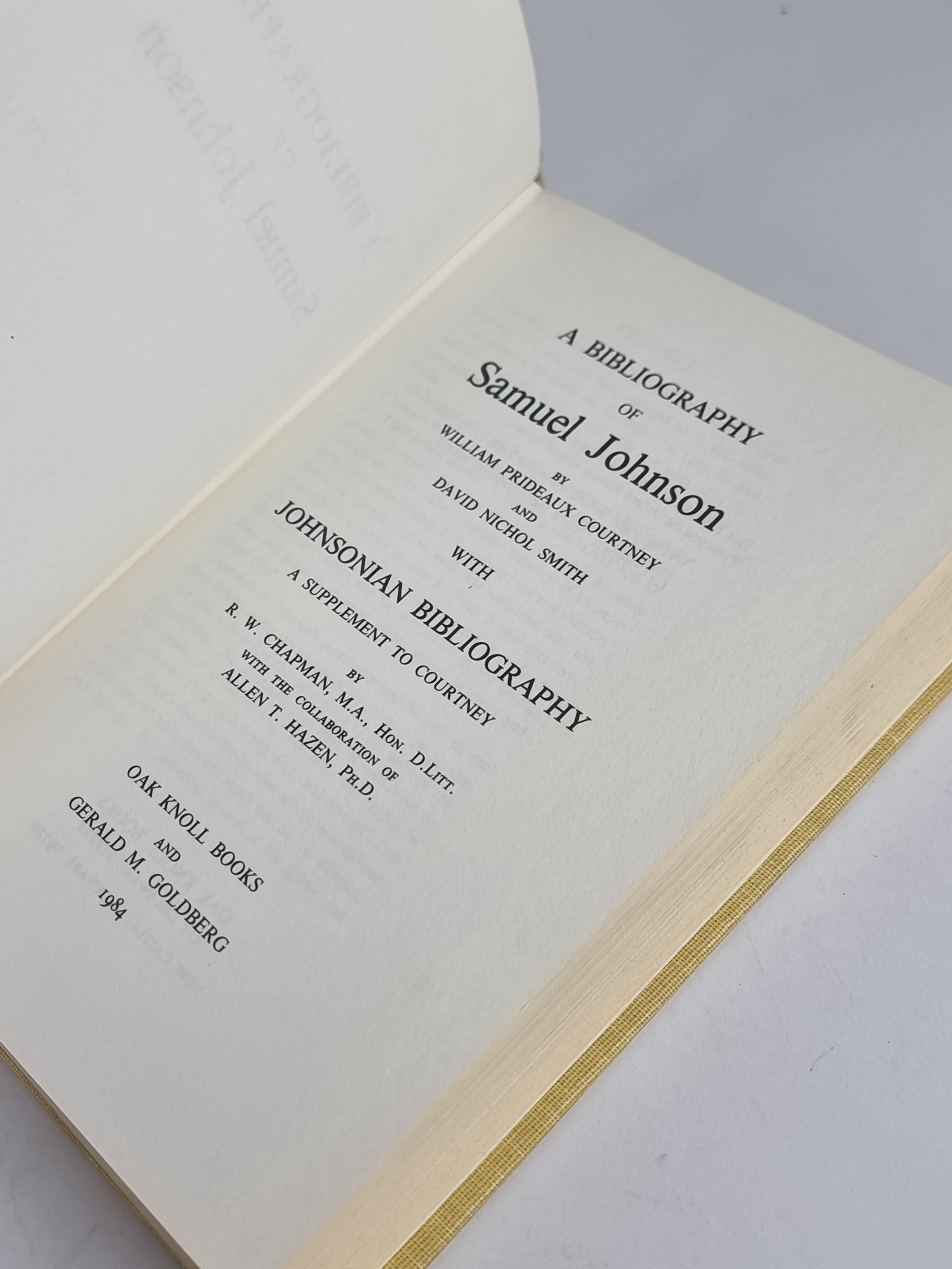 A Bibliography of Samuel Johnson, William Prideaux Courtney and David Nichol Smith