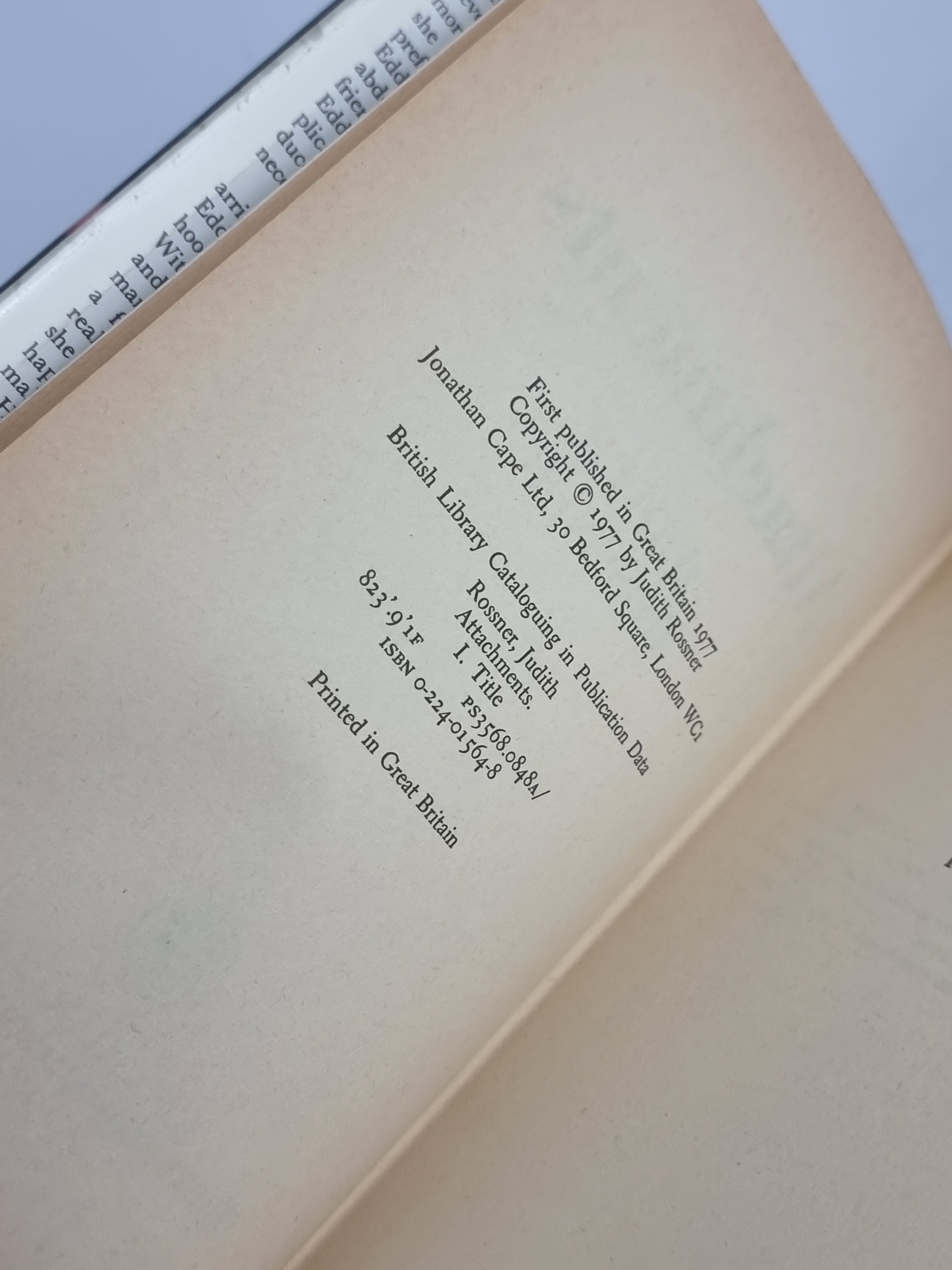 Attachments, Judith Rossner — 1st Edition