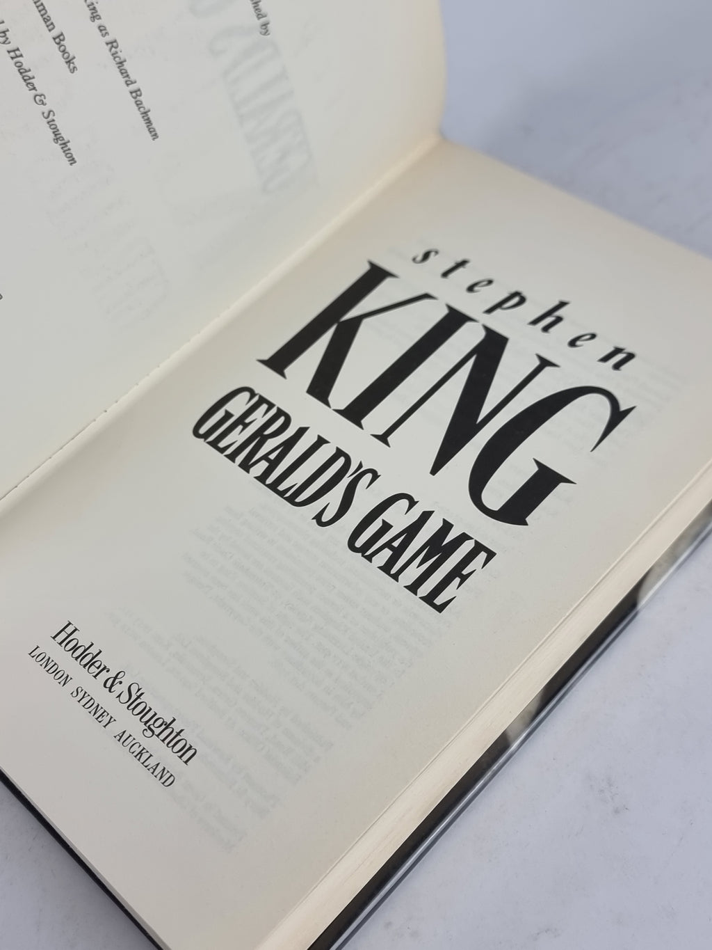 Gerald's Game, Stephen King — 1st Edition