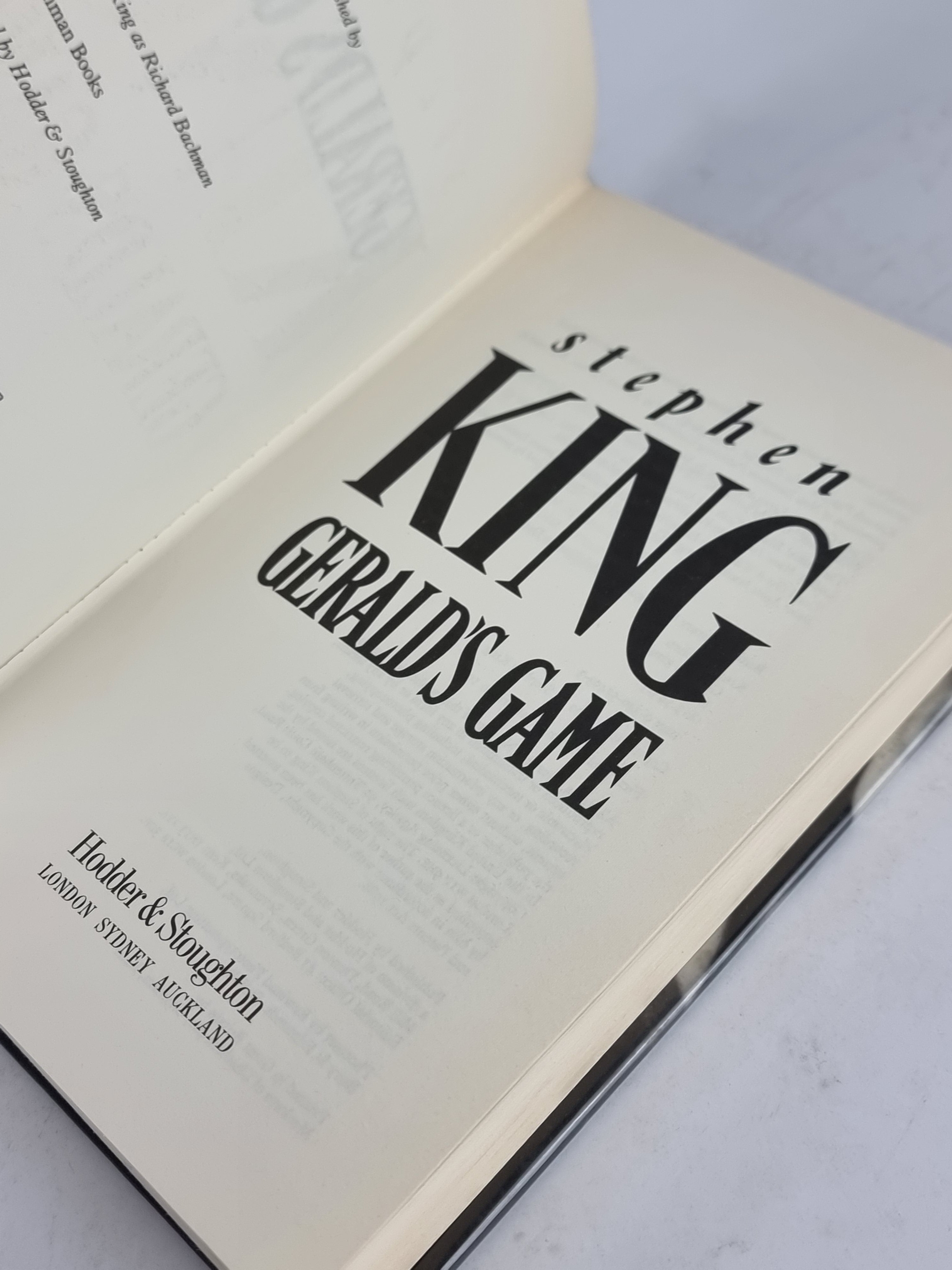 Gerald's Game, Stephen King — 1st Edition