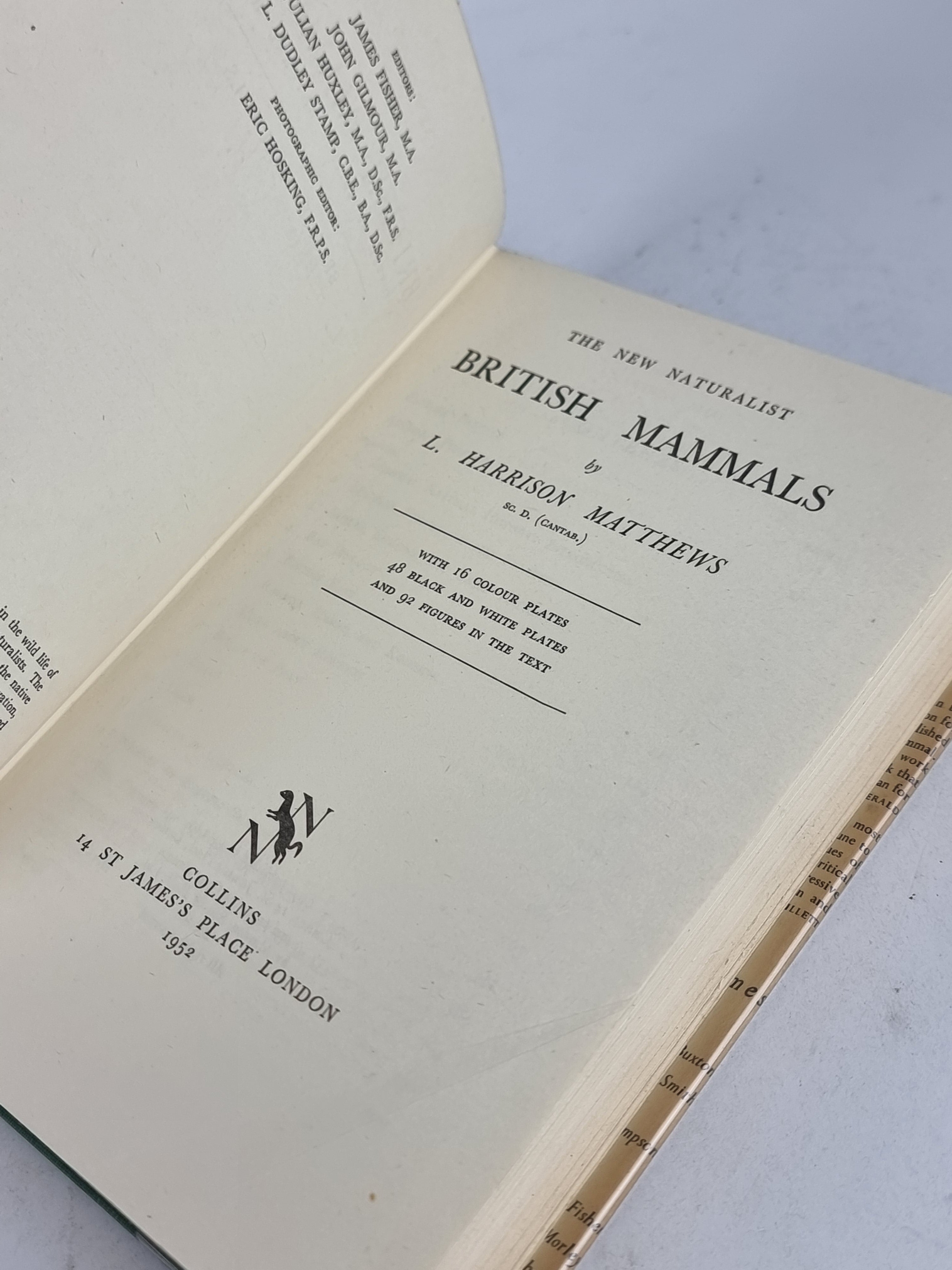 British Mammals, L. Harrison Matthews — 1st Edition