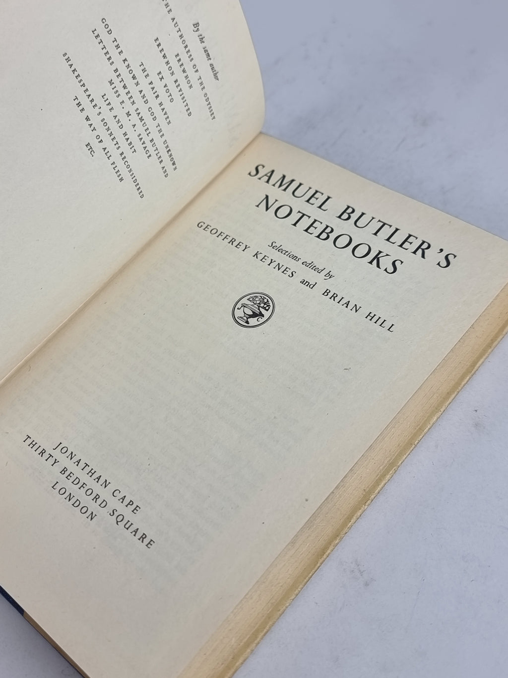 Samuel Butler's Notebooks, Samuel Butler — 1st Edition Thus