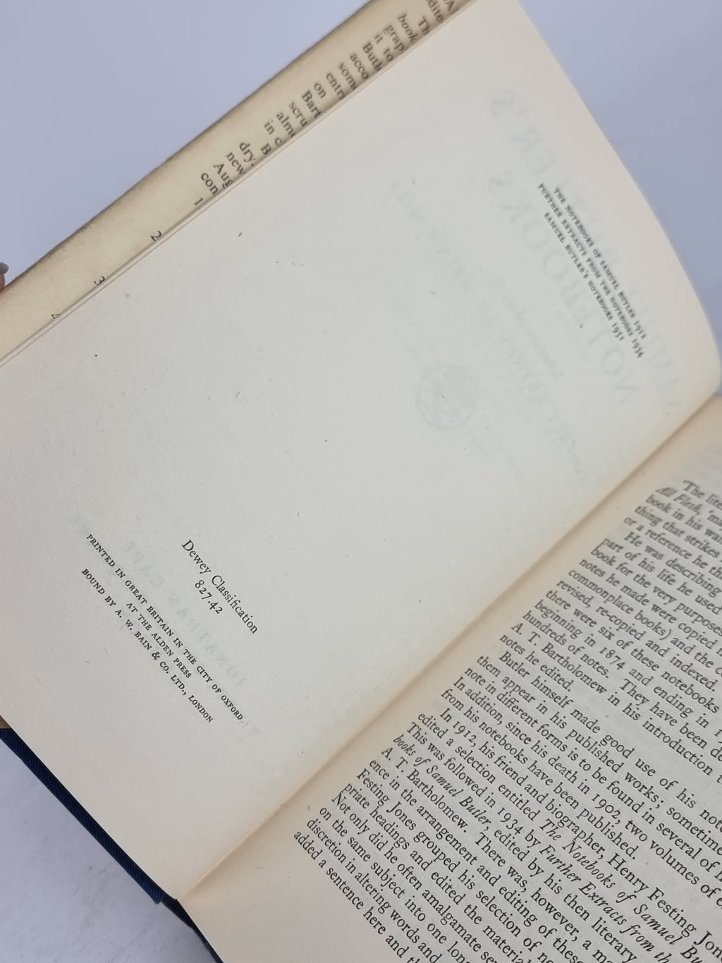 Samuel Butler's Notebooks, Samuel Butler — 1st Edition Thus