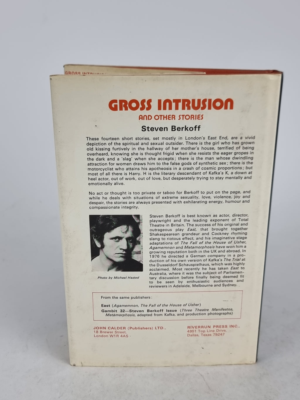 Gross Intrusion and Other Stories, Steven Berkoff — 1st Edition