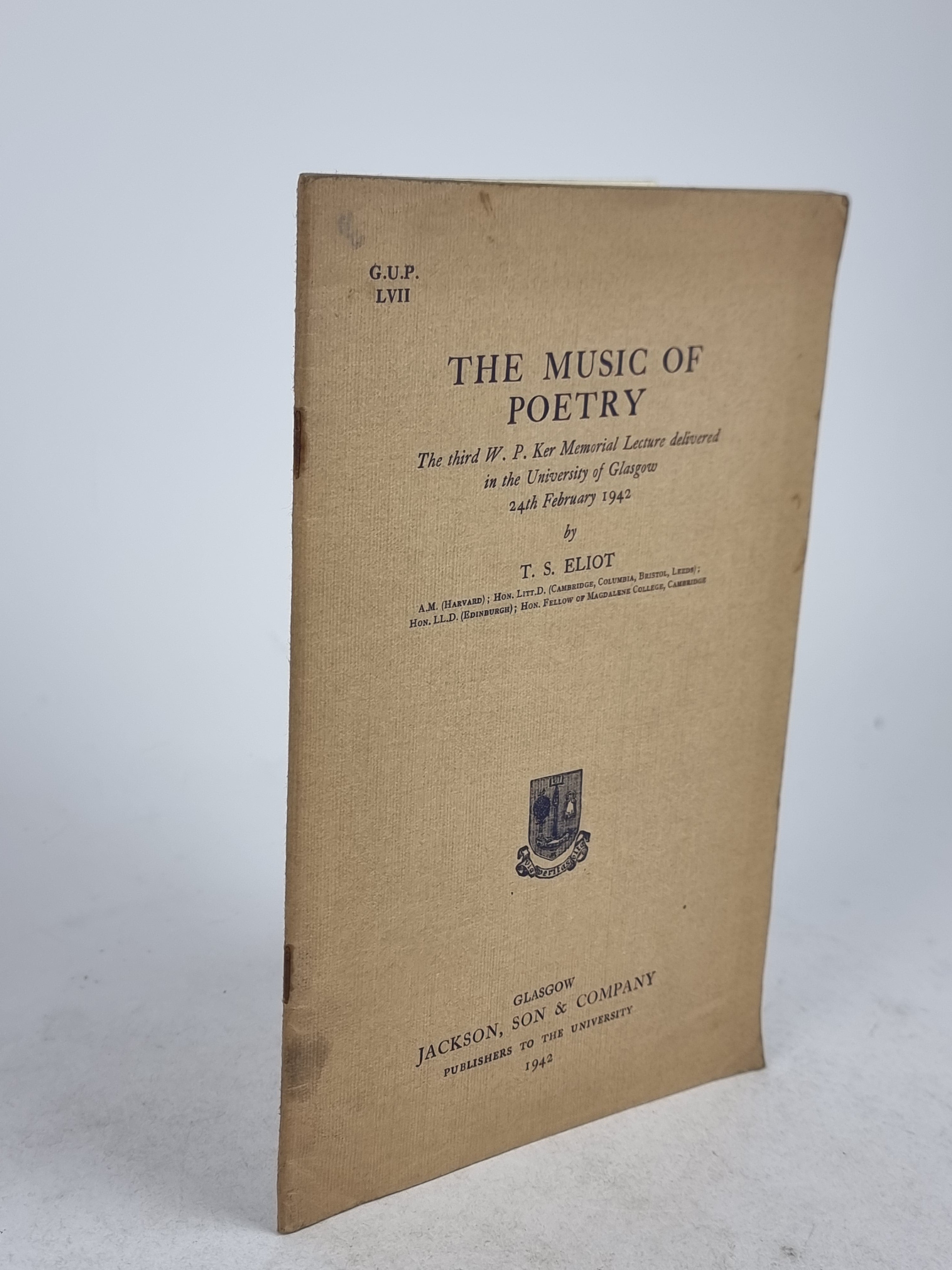 The Music of Poetry, T. S. Eliot — 1st Edition