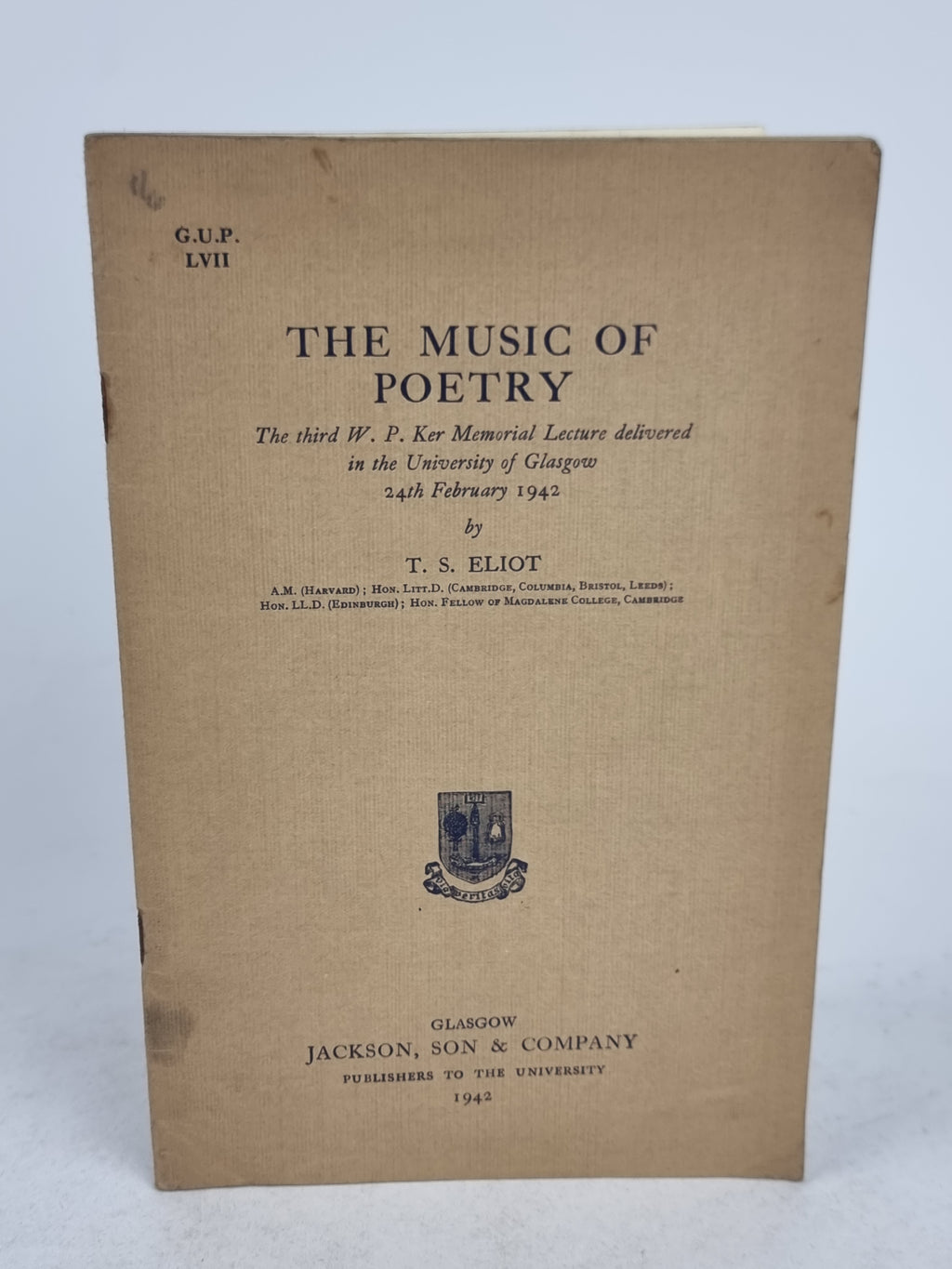 The Music of Poetry, T. S. Eliot — 1st Edition