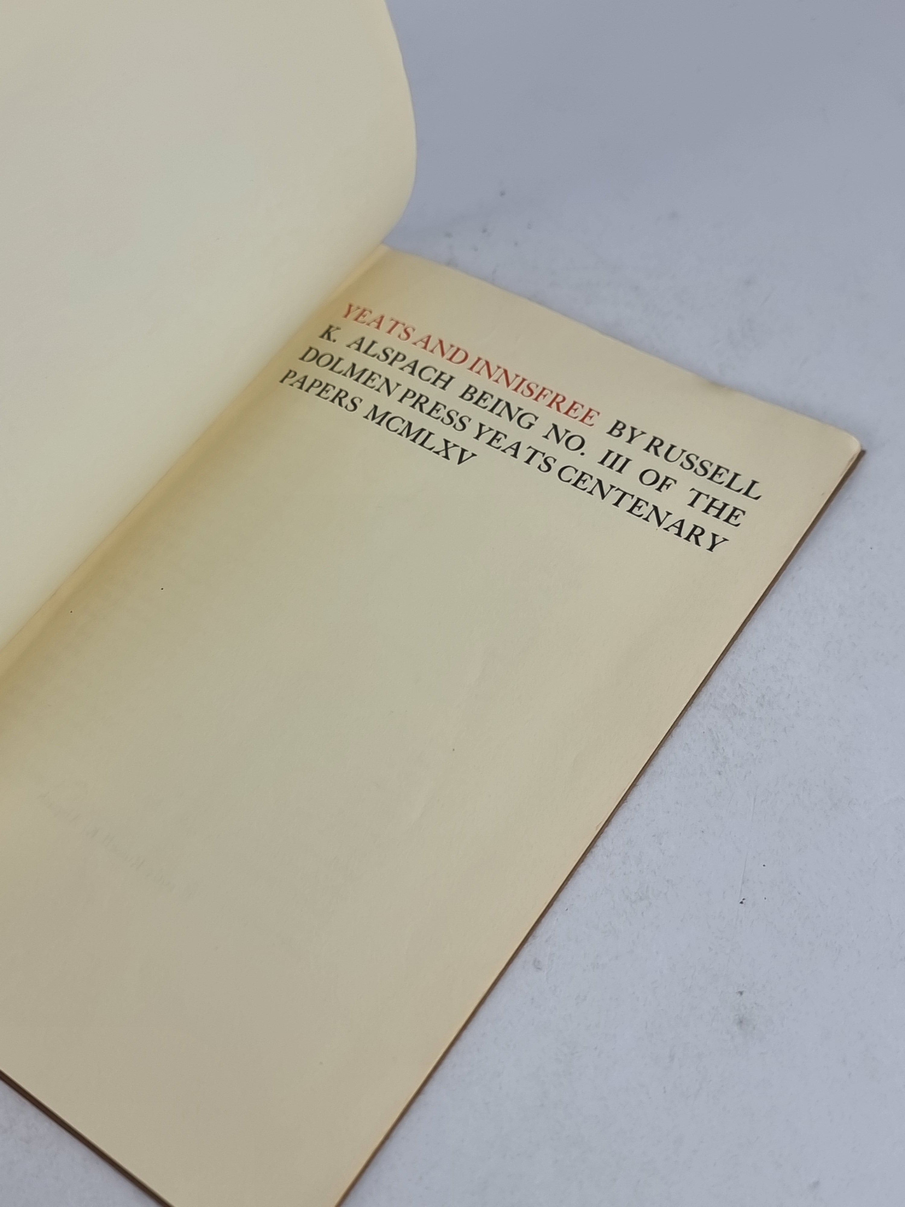 Yeats and Innisfree, Russell K. Alspach — 1st Edition