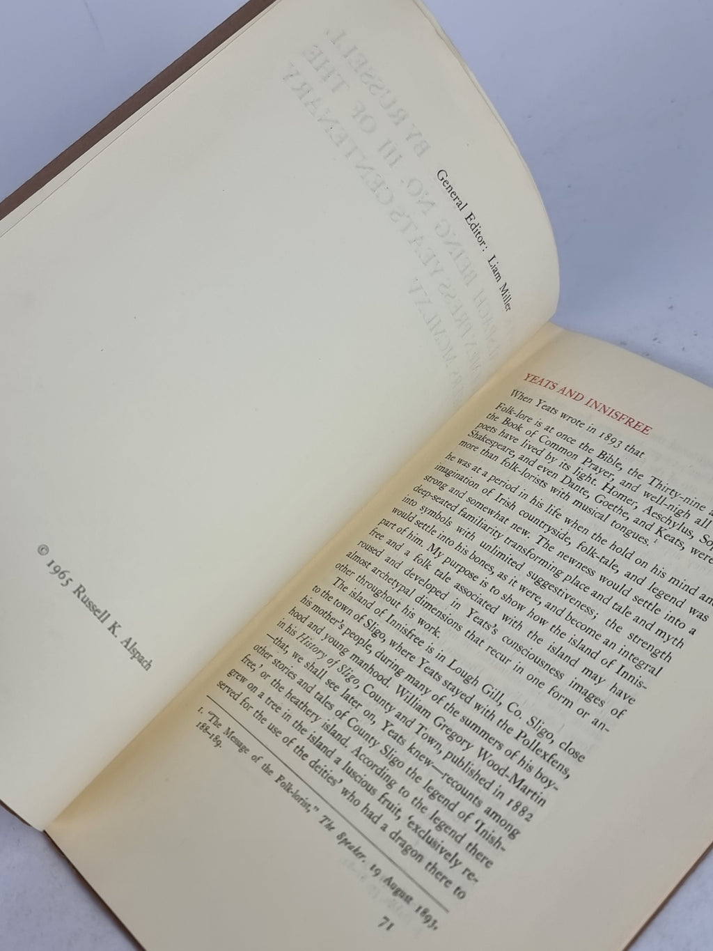 Yeats and Innisfree, Russell K. Alspach — 1st Edition