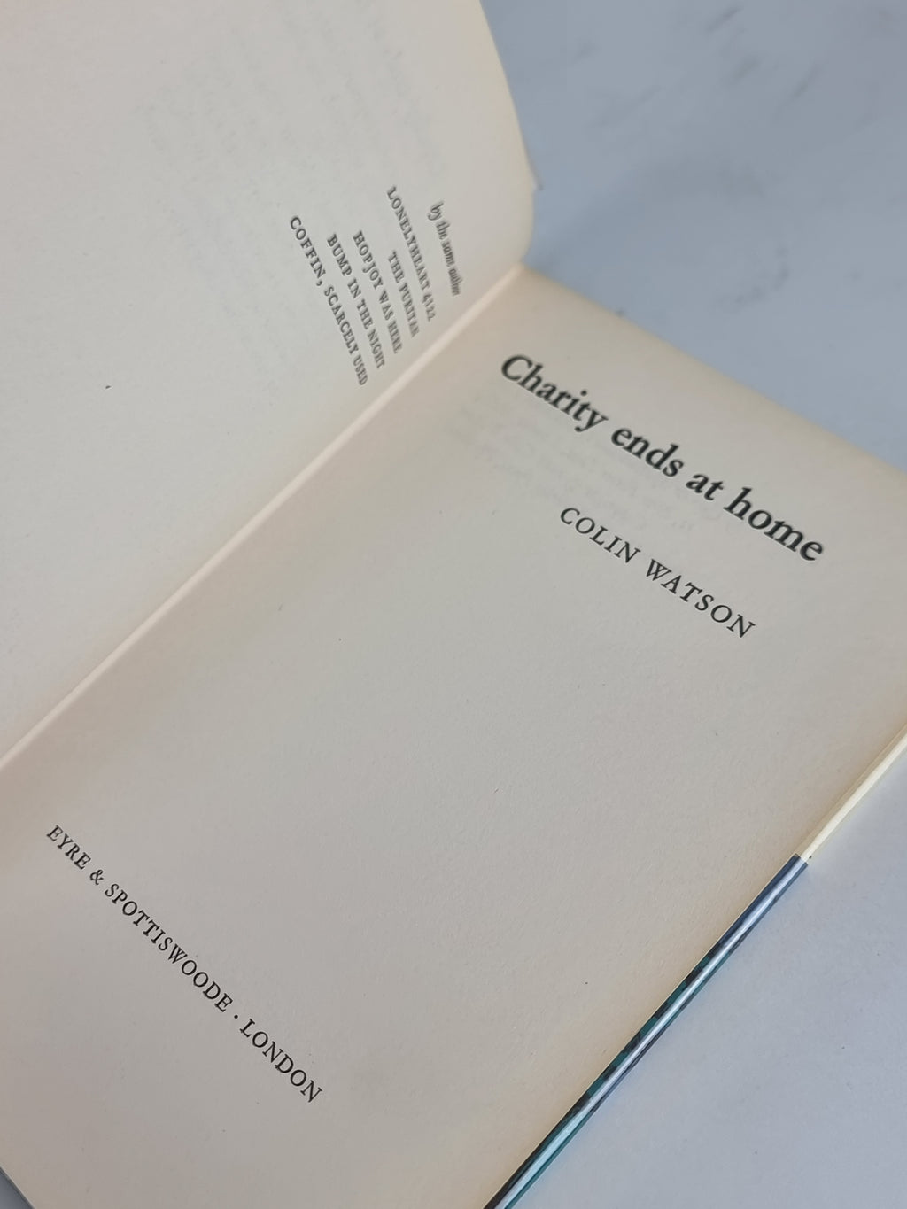 Charity Ends at Home, Colin Watson — 1st Edition