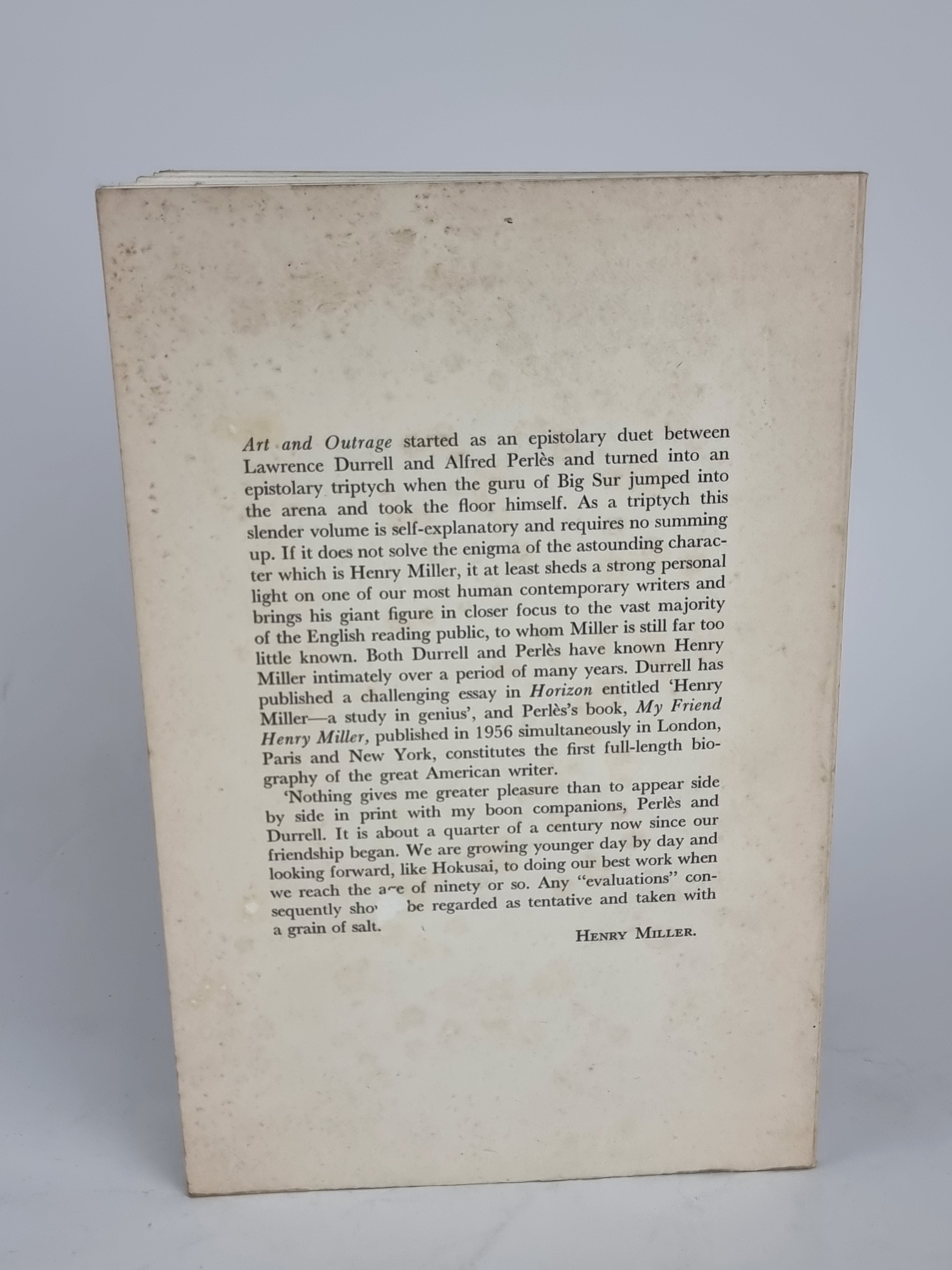 Art and Outrage, Henry Miller, Lawrence Durrell, and Alfred Perlès