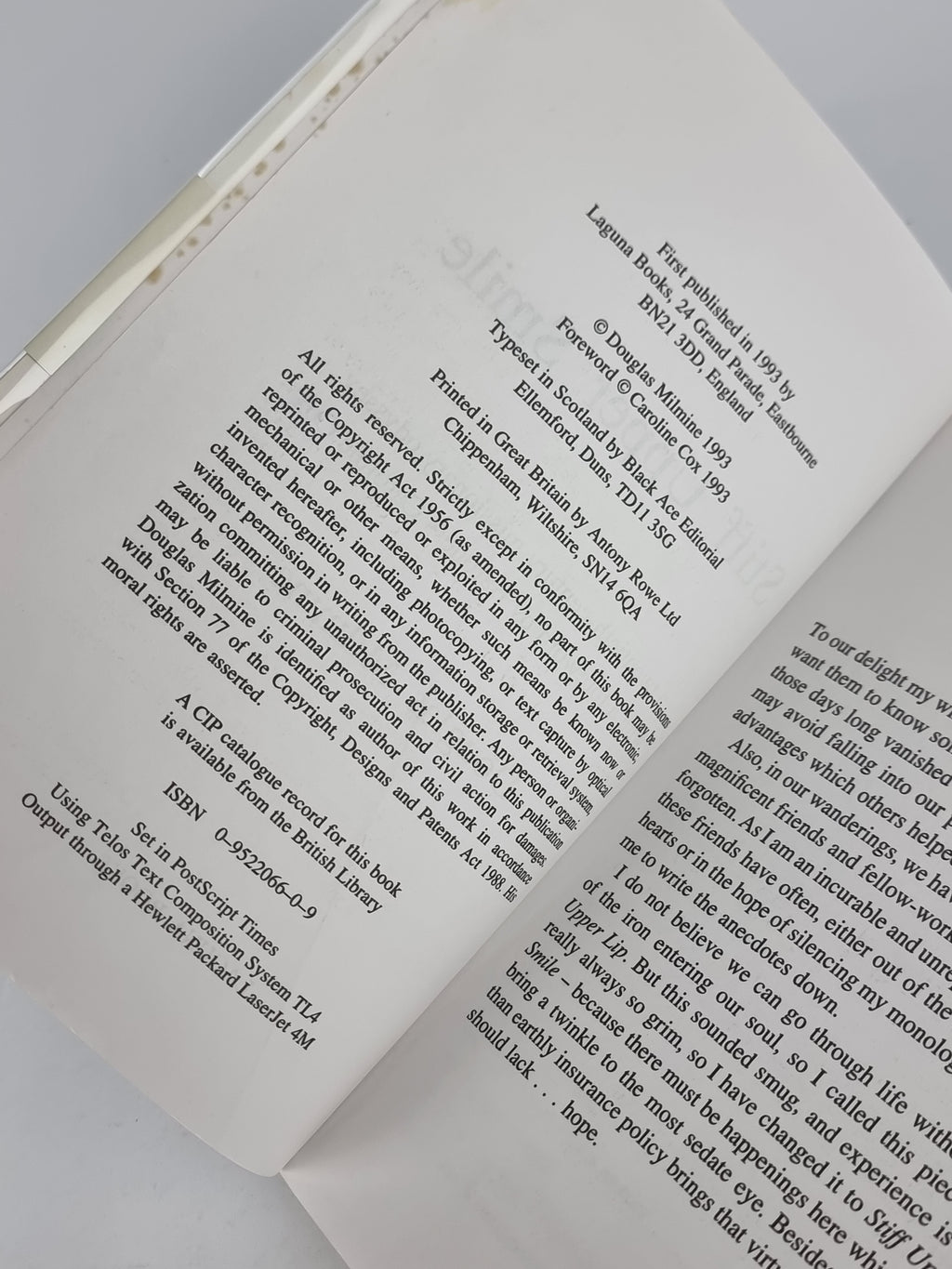 Stiff Upper Smile, Douglas Milmine — 1st Edition