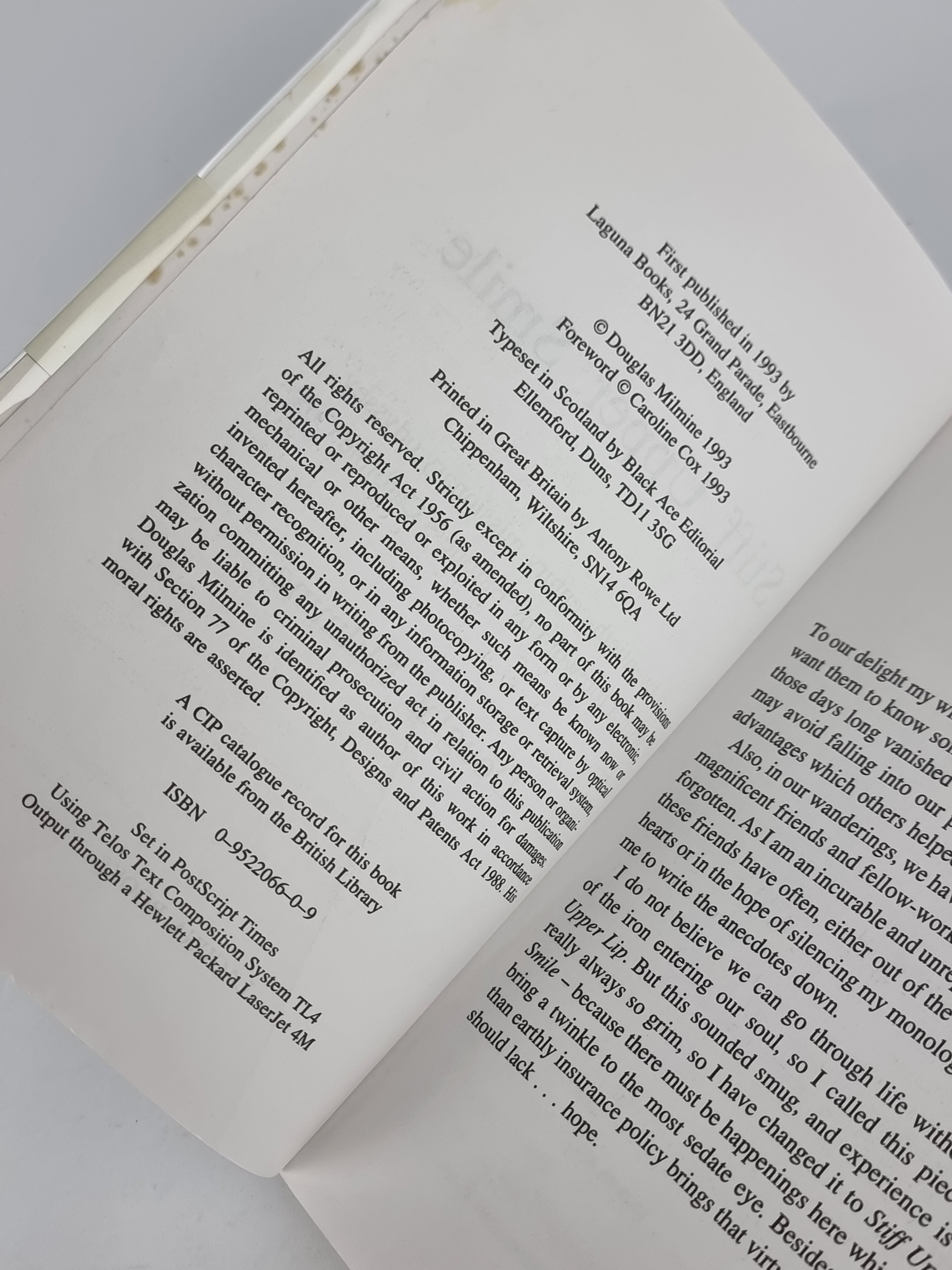 Stiff Upper Smile, Douglas Milmine — 1st Edition