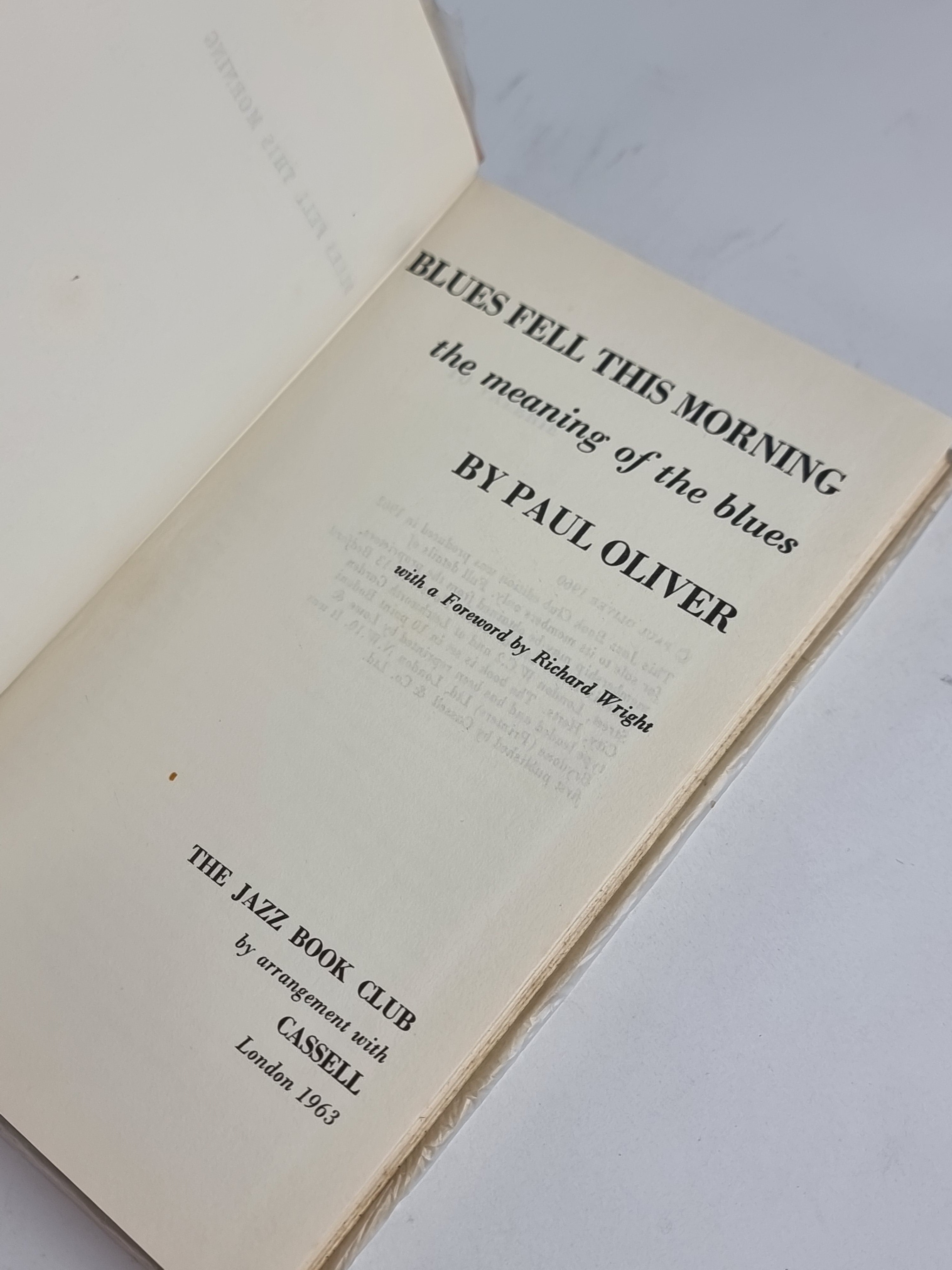 Blues Fell This Morning, Paul Oliver — Book Club Edition